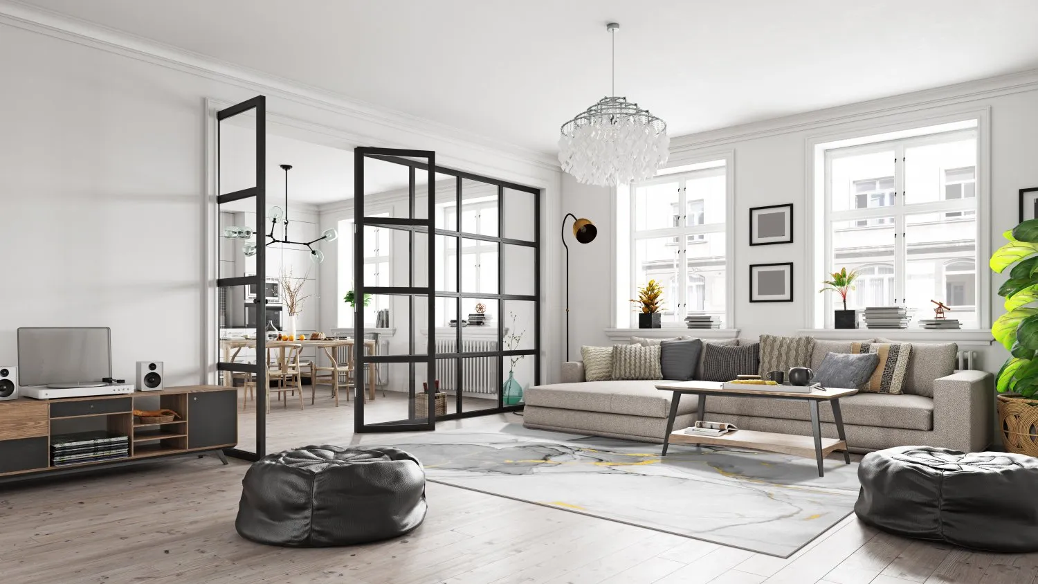 Tapis Wilton - Manilva (gris/blanc/doré)