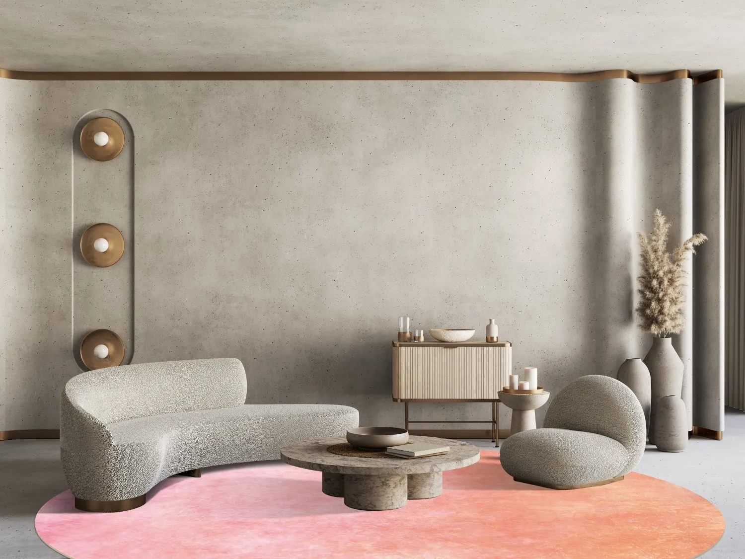 Tapis rond - Baden (rose)