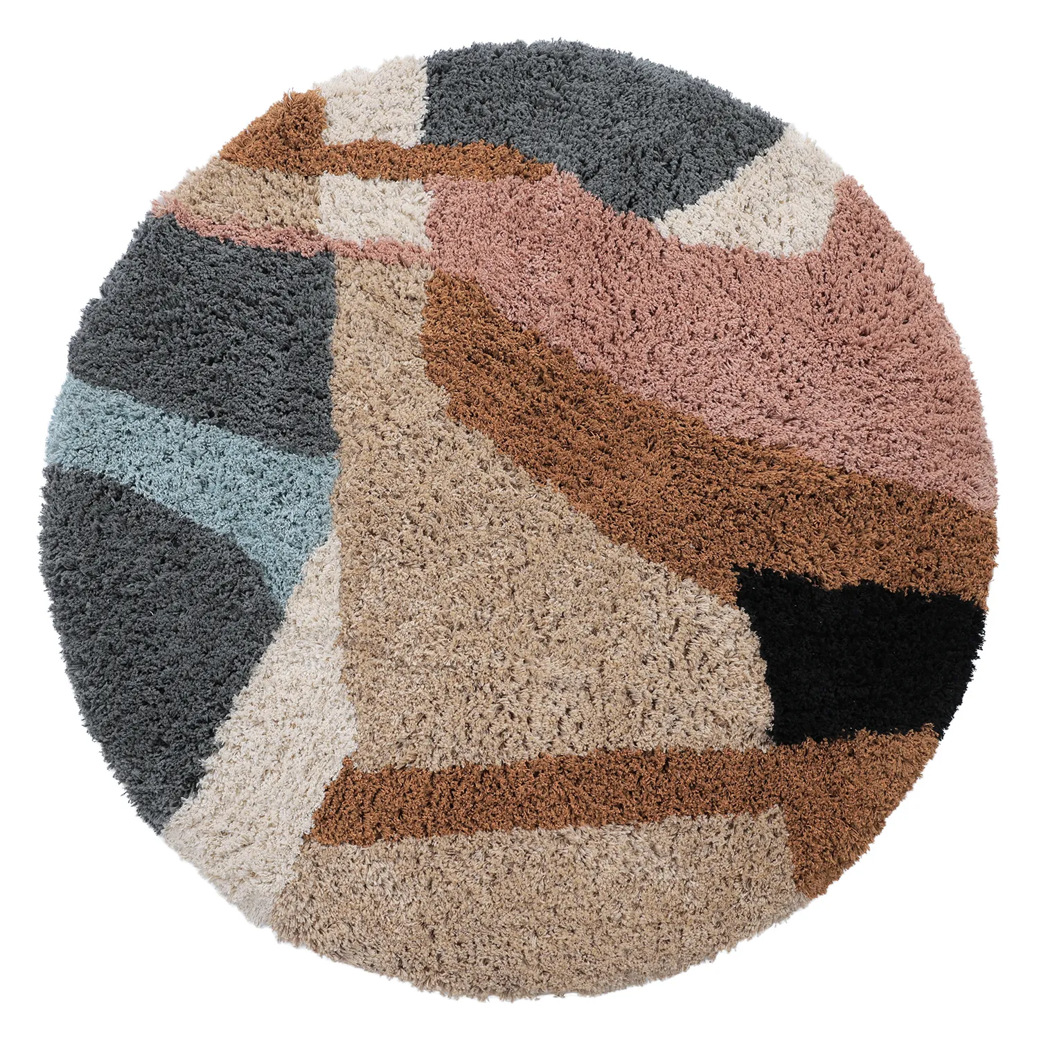 Tapis rond - Cefalu Natural Cotton Shaggy (multicolore)