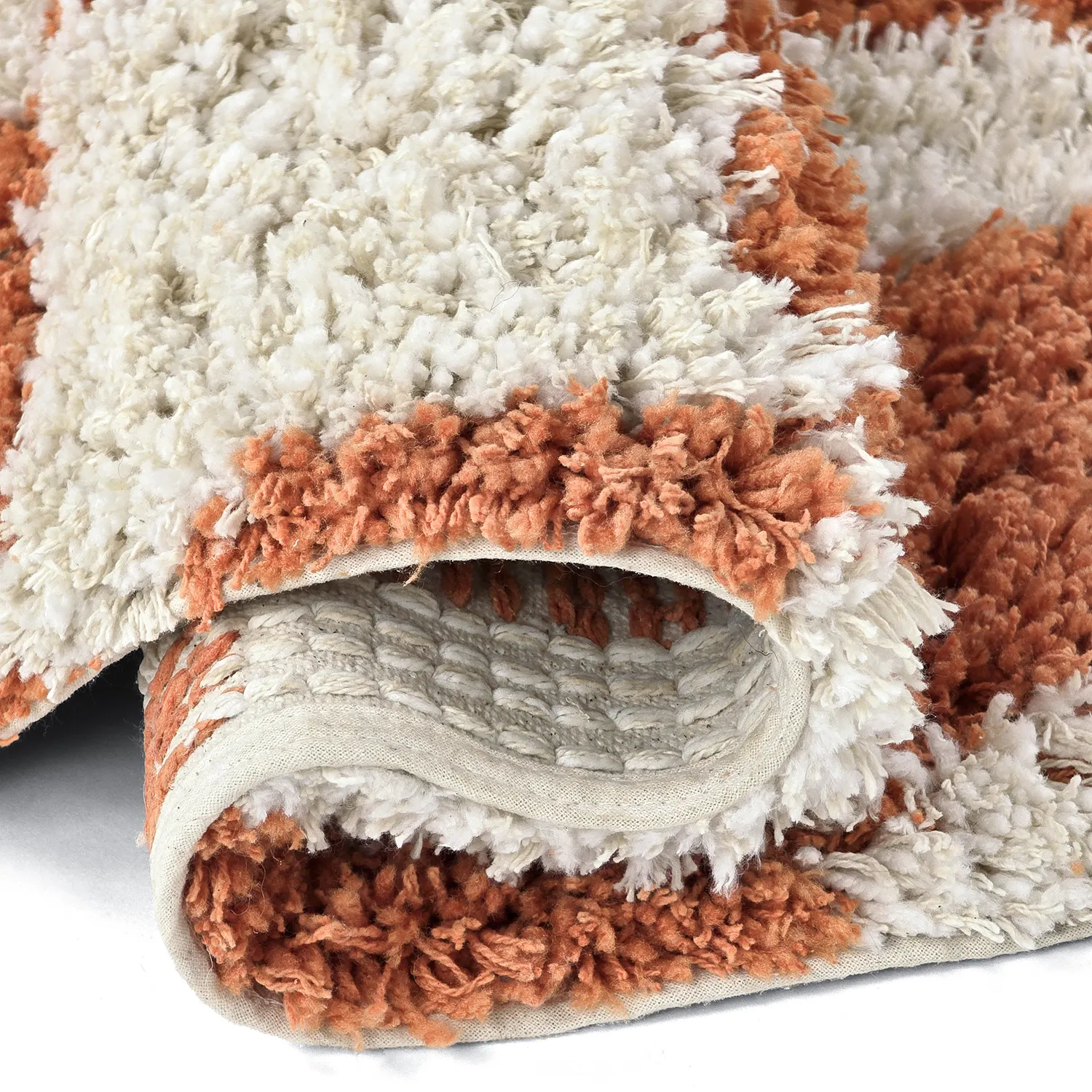 Tapis rond - Atrani Natural Cotton Shaggy (orange)