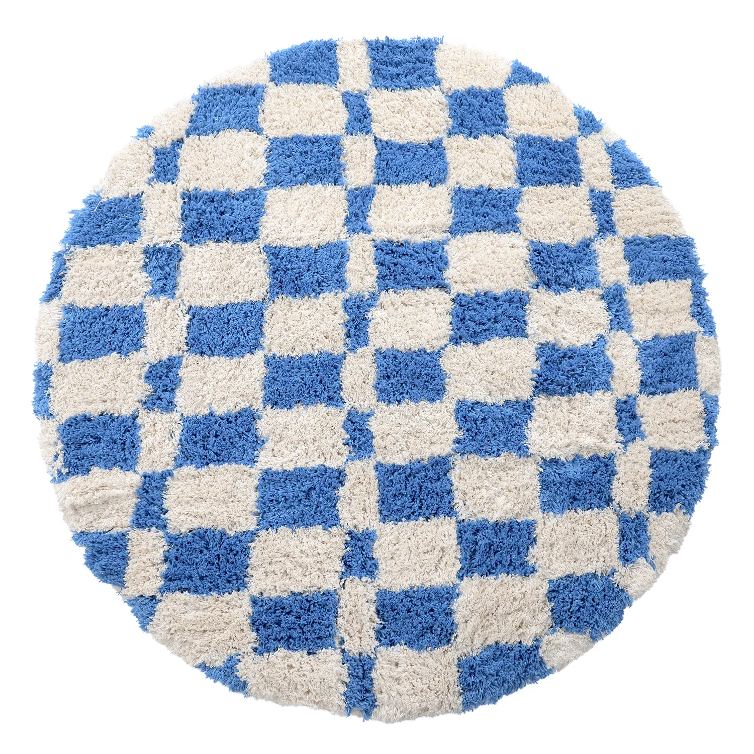Tapis rond - Atrani Natural Cotton Shaggy (bleu)