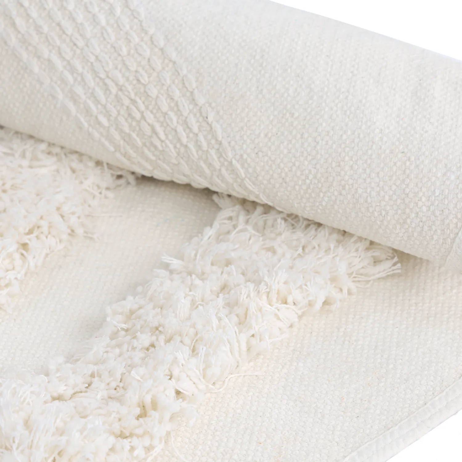 Tapis rond - Cazorla Natural Cotton Shaggy (blanc cassé)