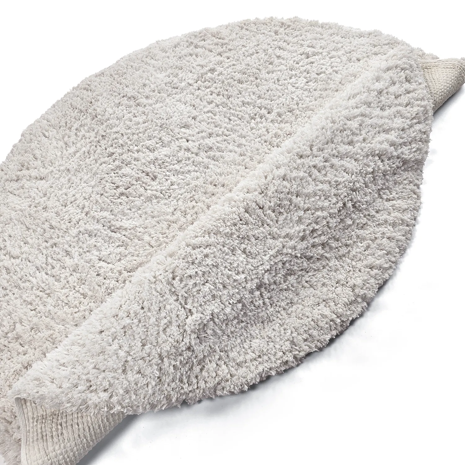 Tapis rond - Combarro Solid Cotton Shaggy (crème)