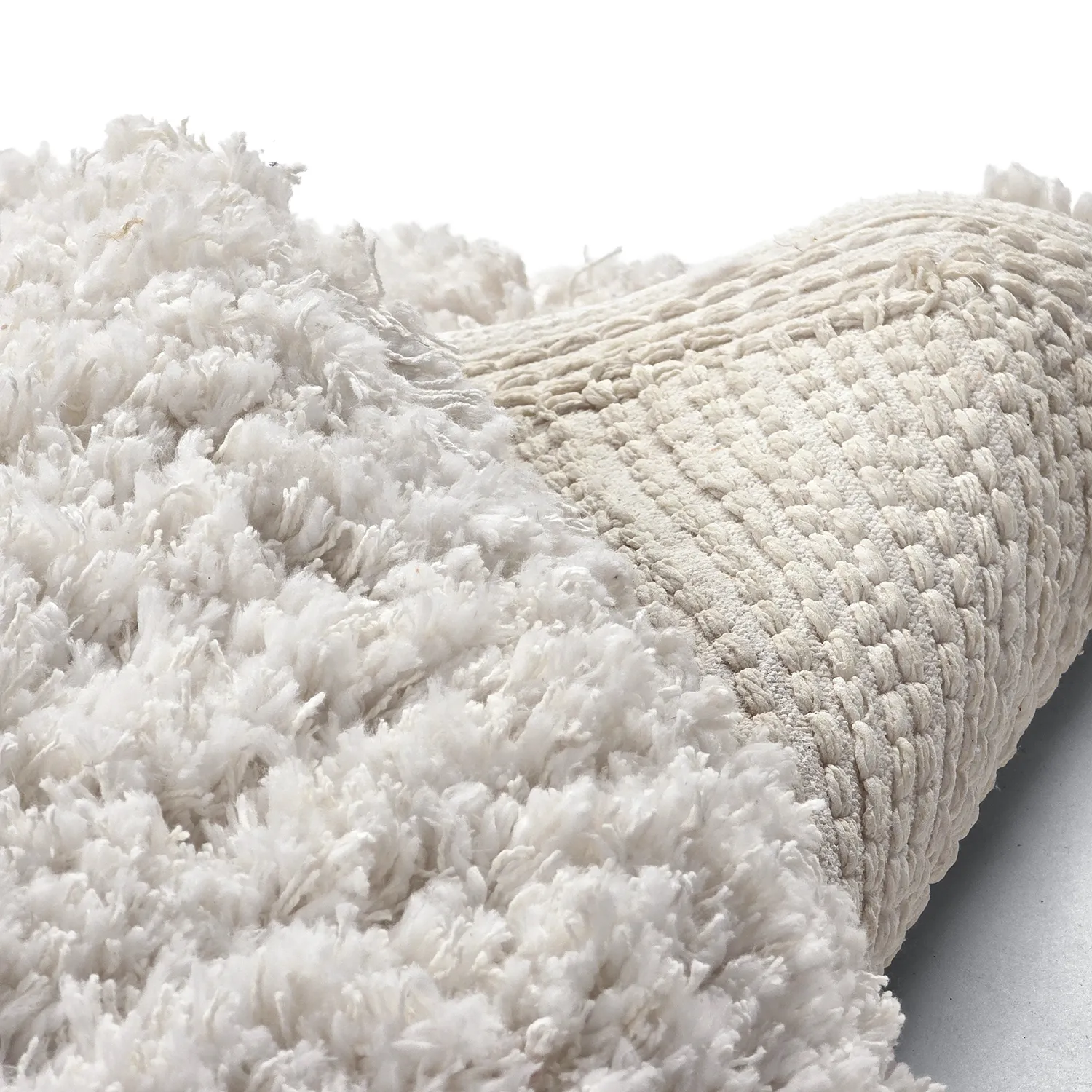 Tapis rond - Combarro Solid Cotton Shaggy (crème)