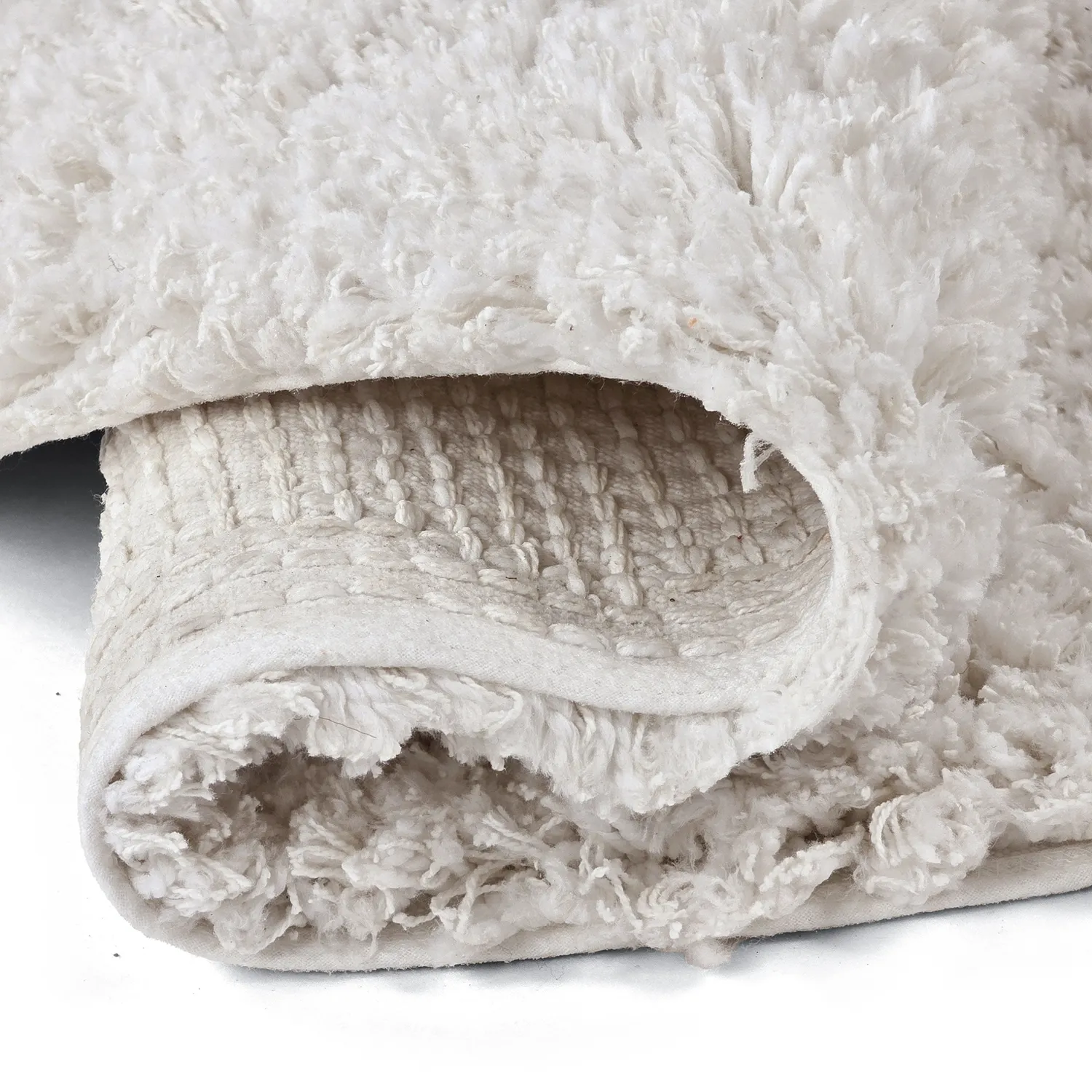 Tapis rond - Combarro Solid Cotton Shaggy (crème)