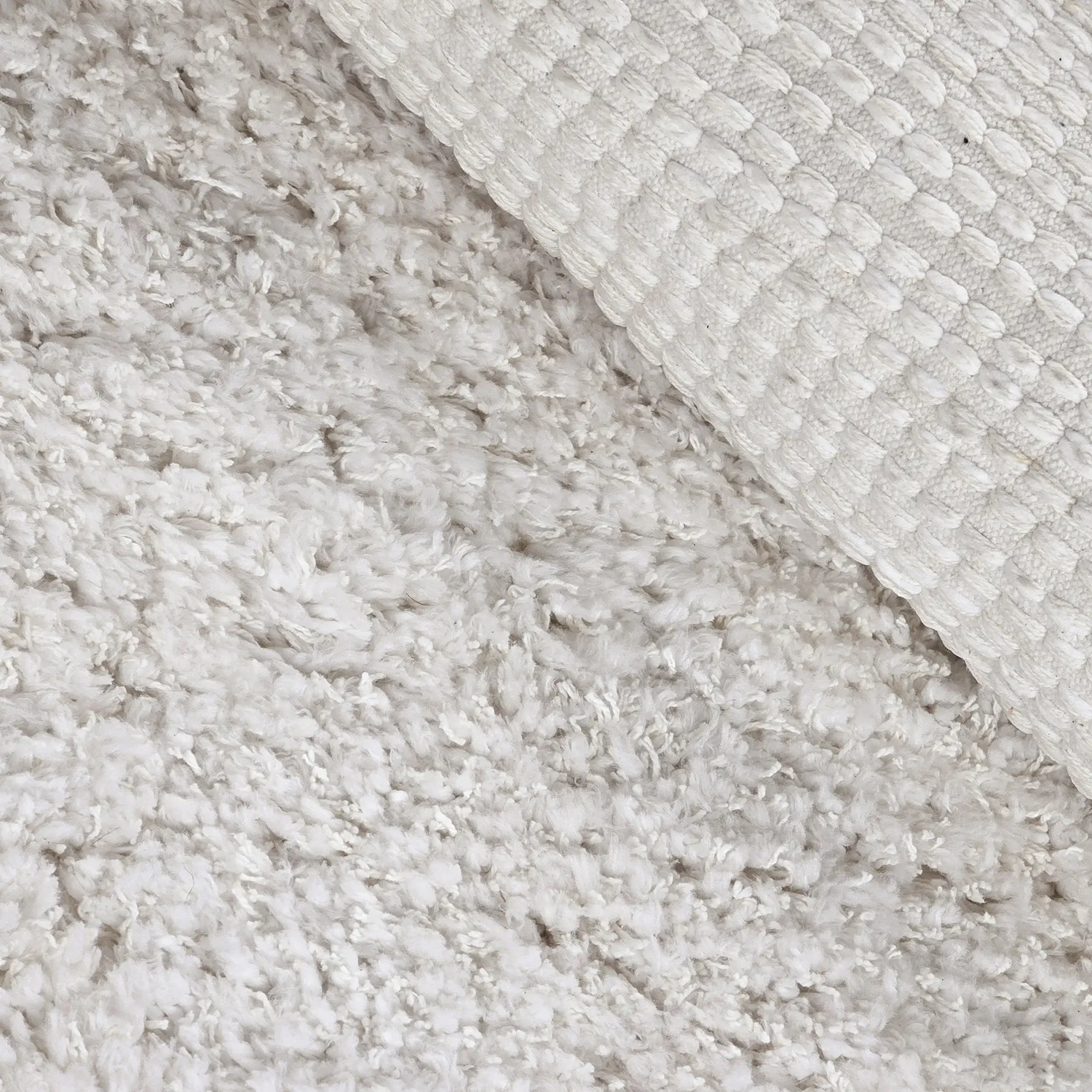 Tapis rond - Combarro Solid Cotton Shaggy (crème)