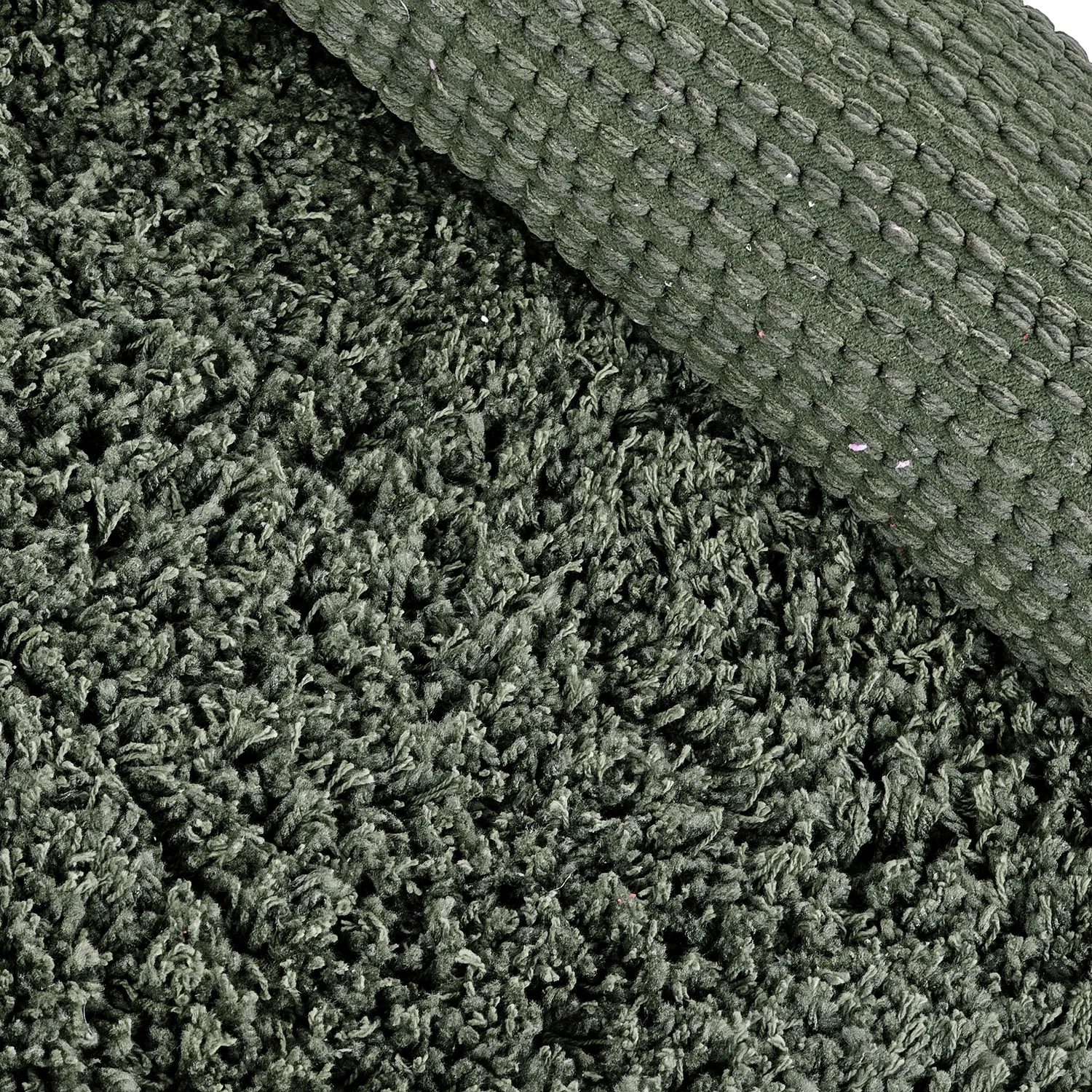 Tapis rond - Combarro Solid Cotton Shaggy (vert)