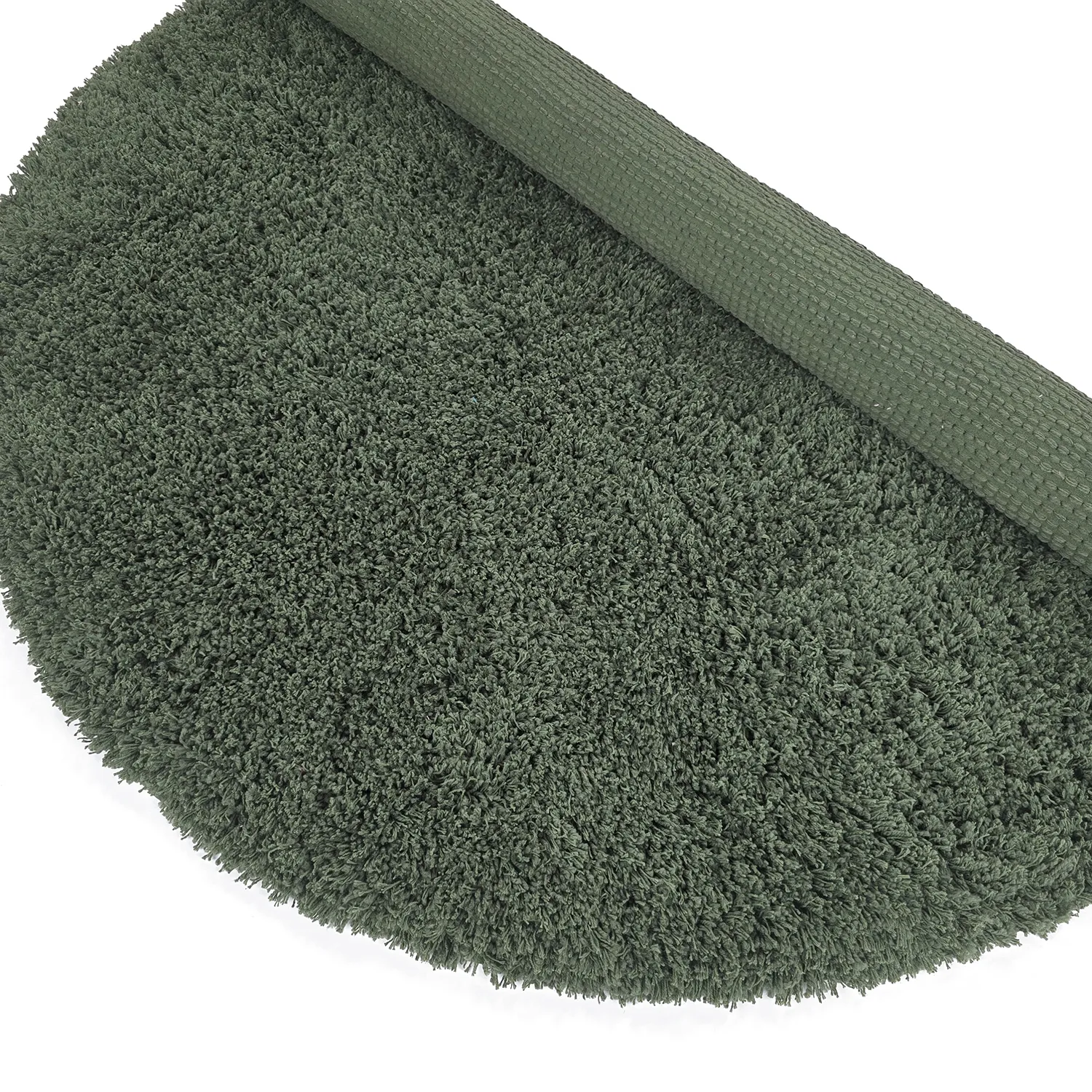 Tapis rond - Combarro Solid Cotton Shaggy (vert)