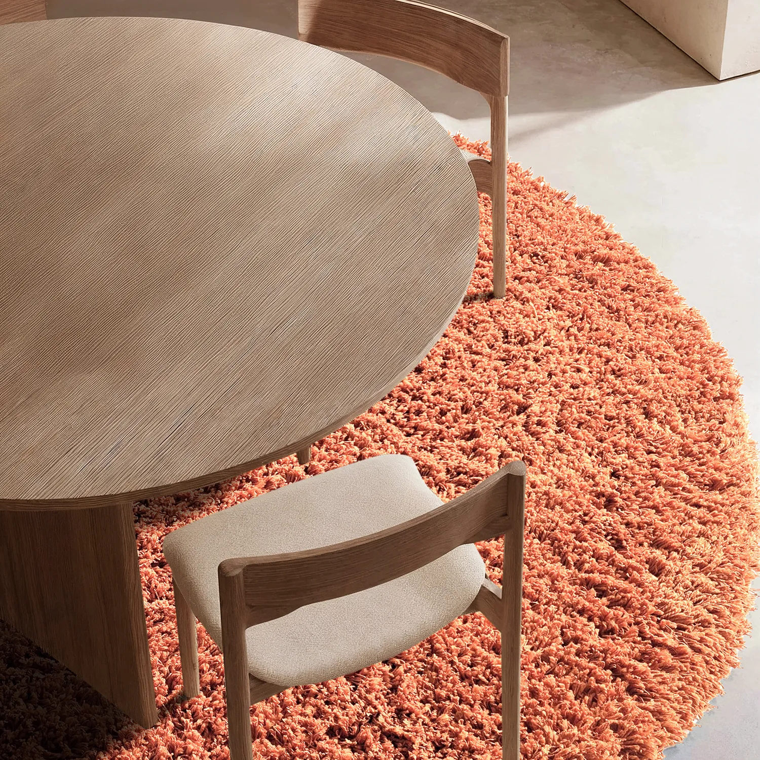 Tapis rond - Combarro Solid Cotton Shaggy (orange clair)