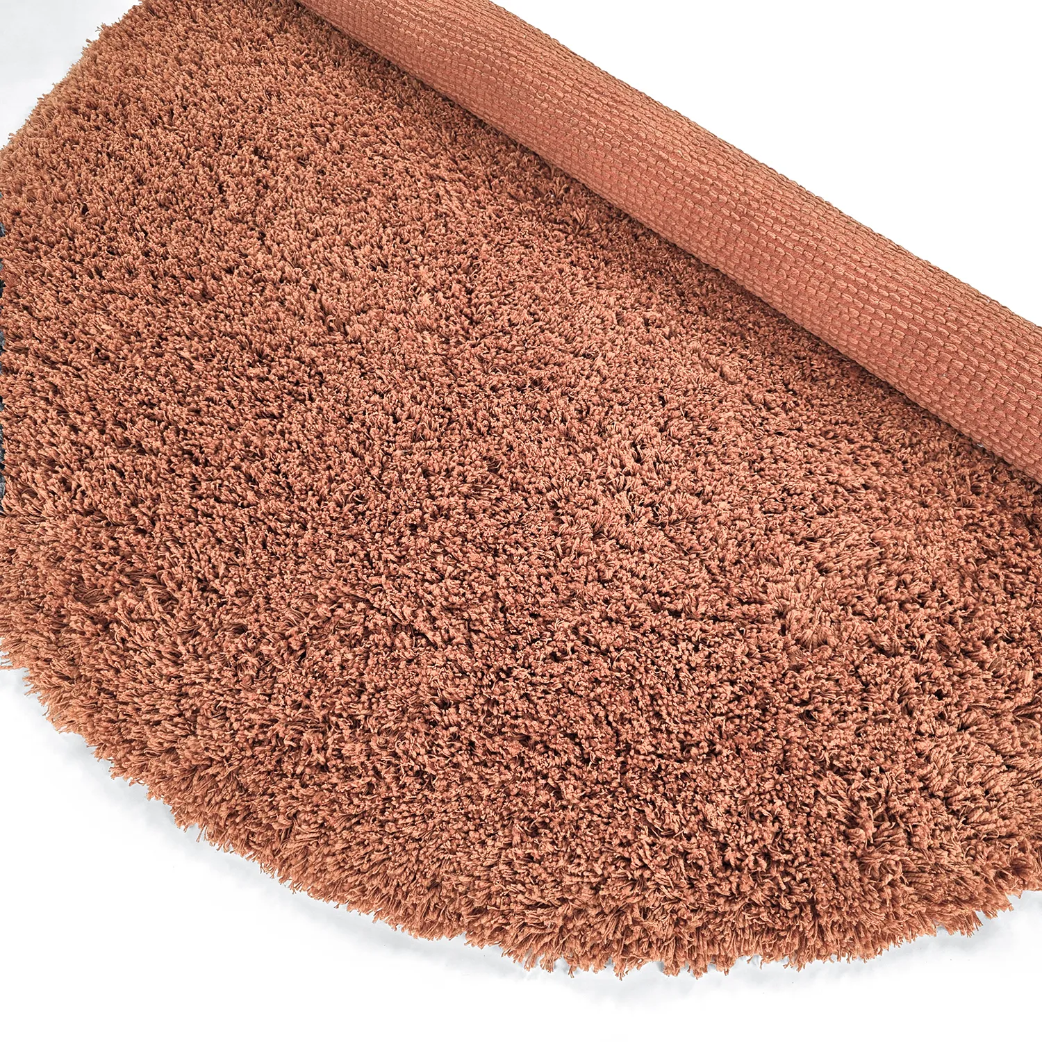 Tapis rond - Combarro Solid Cotton Shaggy (orange clair)