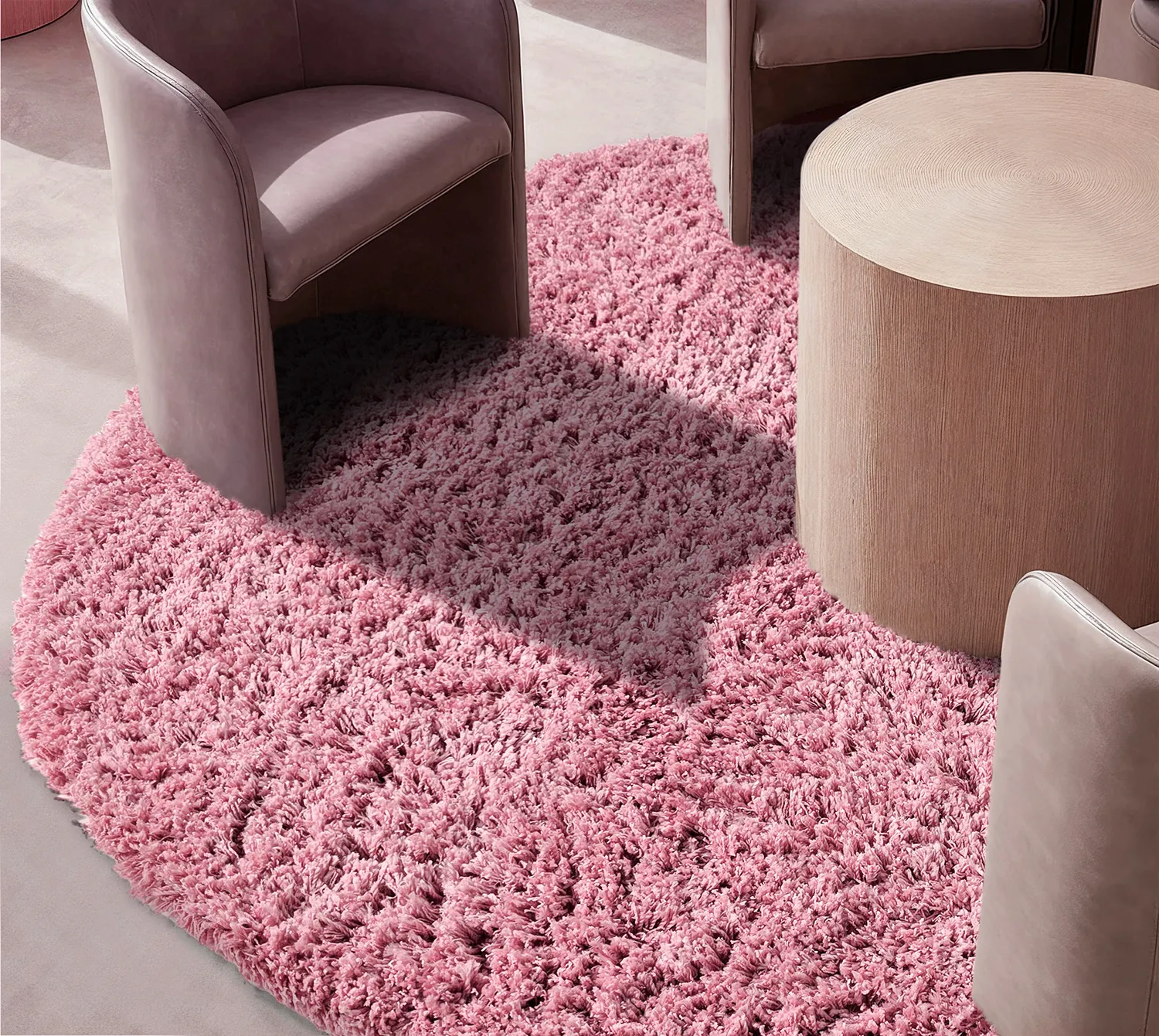 Tapis rond - Combarro Solid Cotton Shaggy (rose clair)