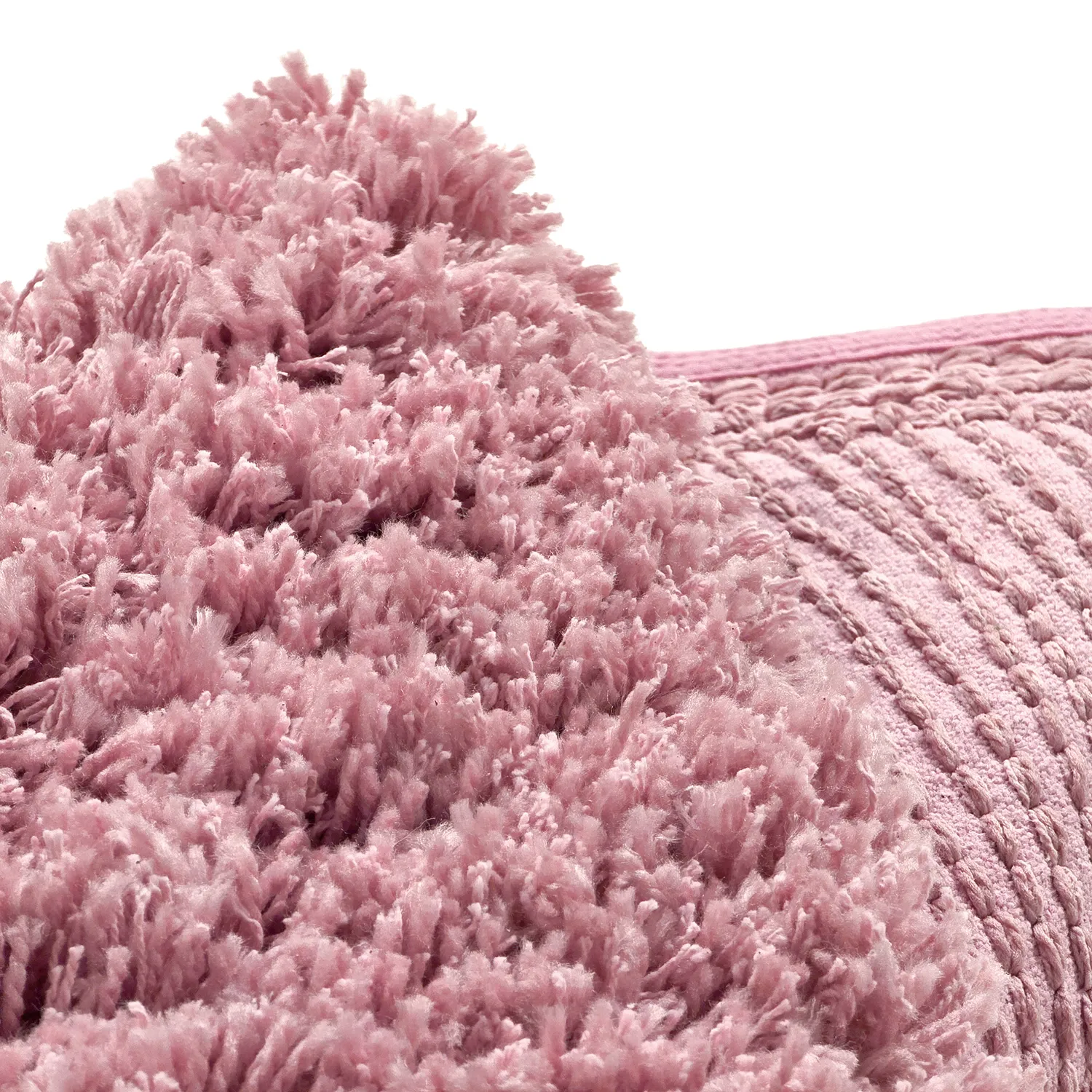 Tapis rond - Combarro Solid Cotton Shaggy (rose clair)