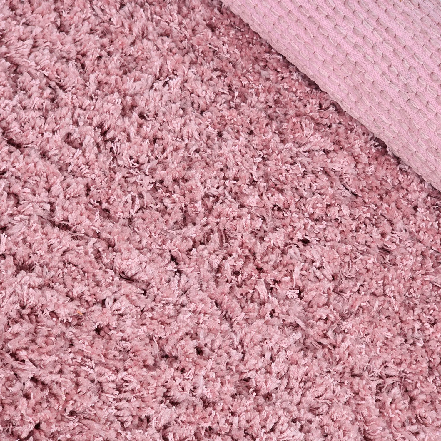 Tapis rond - Combarro Solid Cotton Shaggy (rose clair)