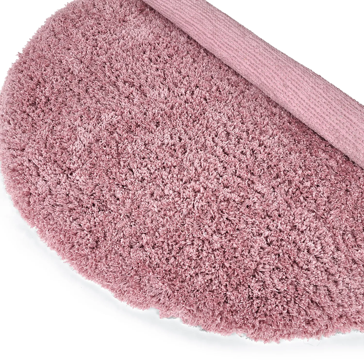 Tapis rond - Combarro Solid Cotton Shaggy (rose clair)