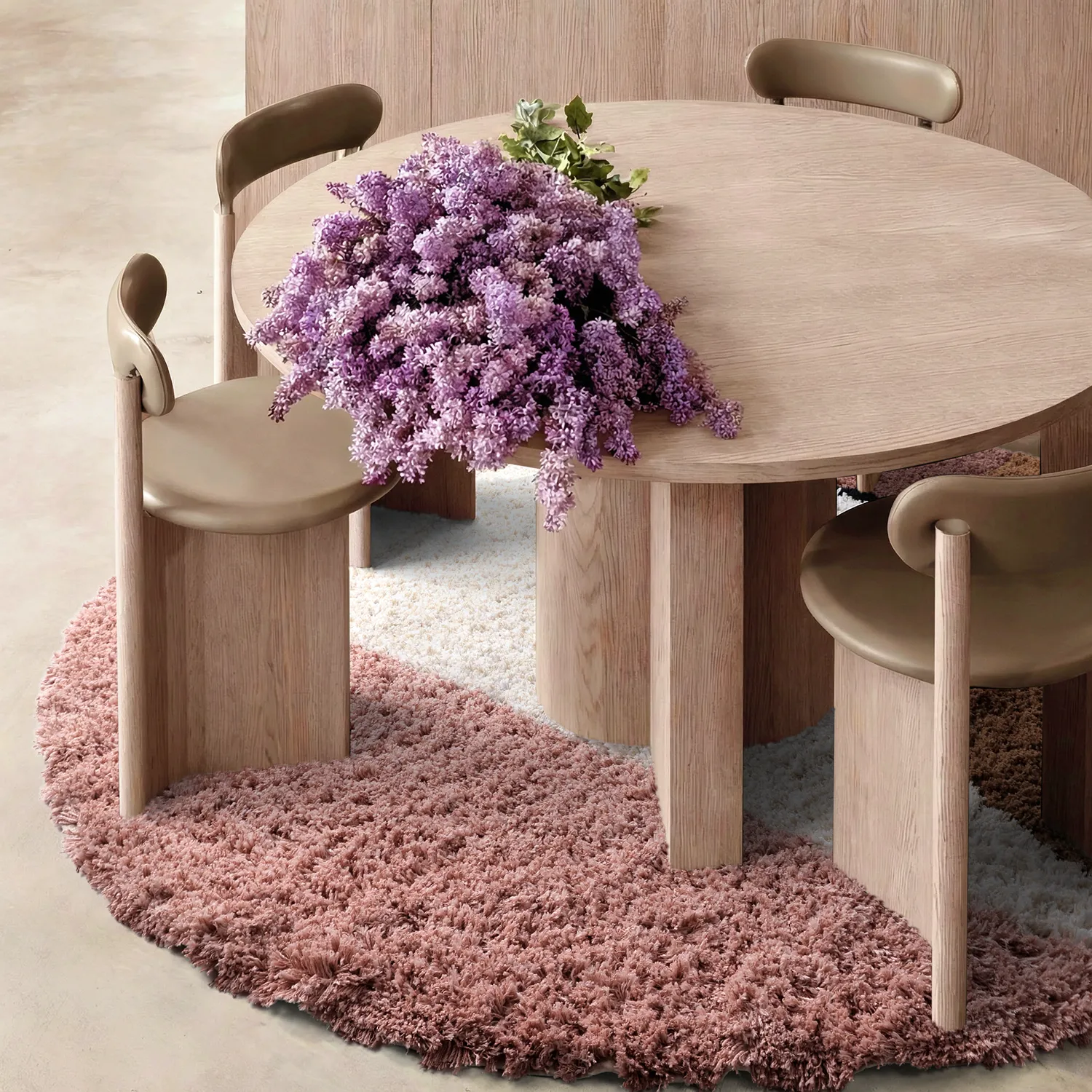 Tapis rond - Perast Natural Cotton Shaggy (multicolore)