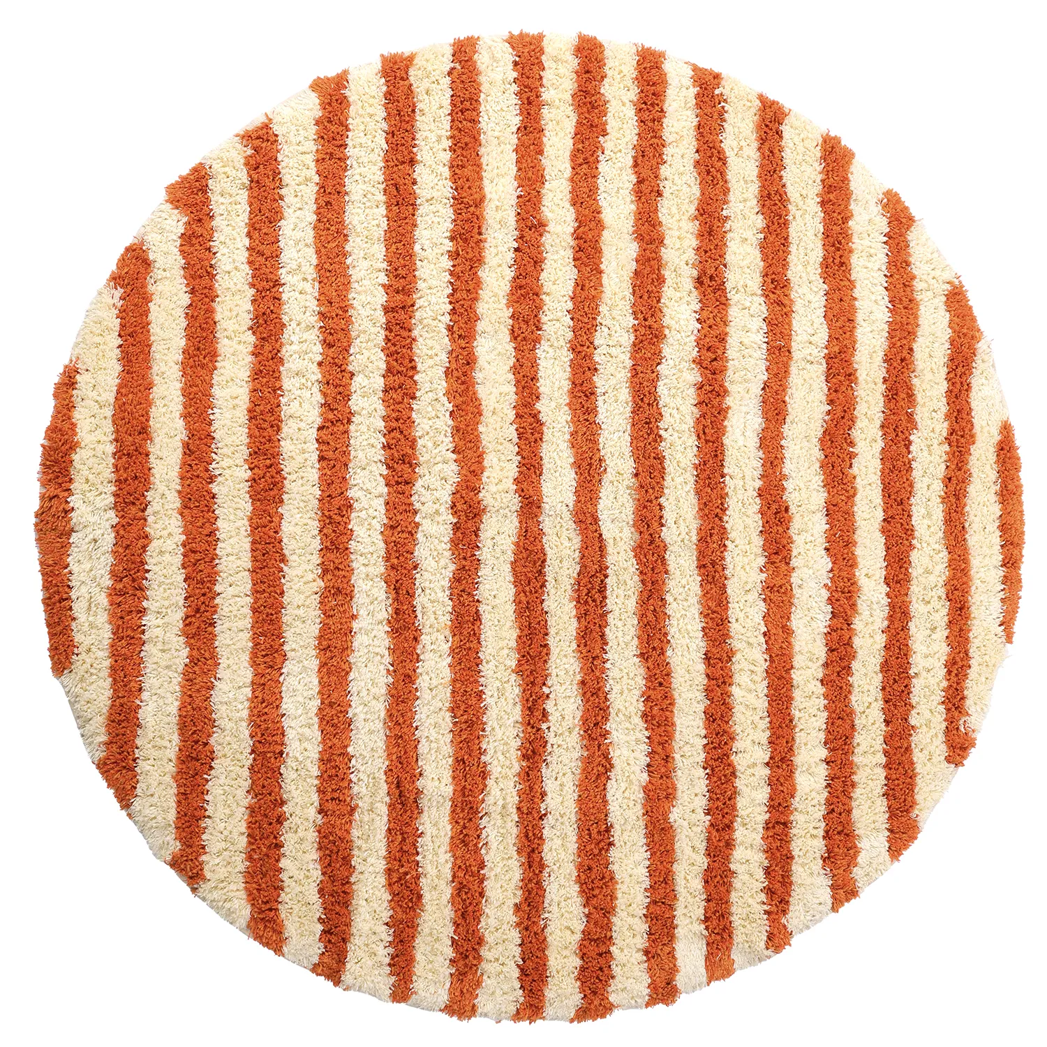 Tapis rond - Thira Stripe Cotton Shaggy (jaune clair/orange clair)