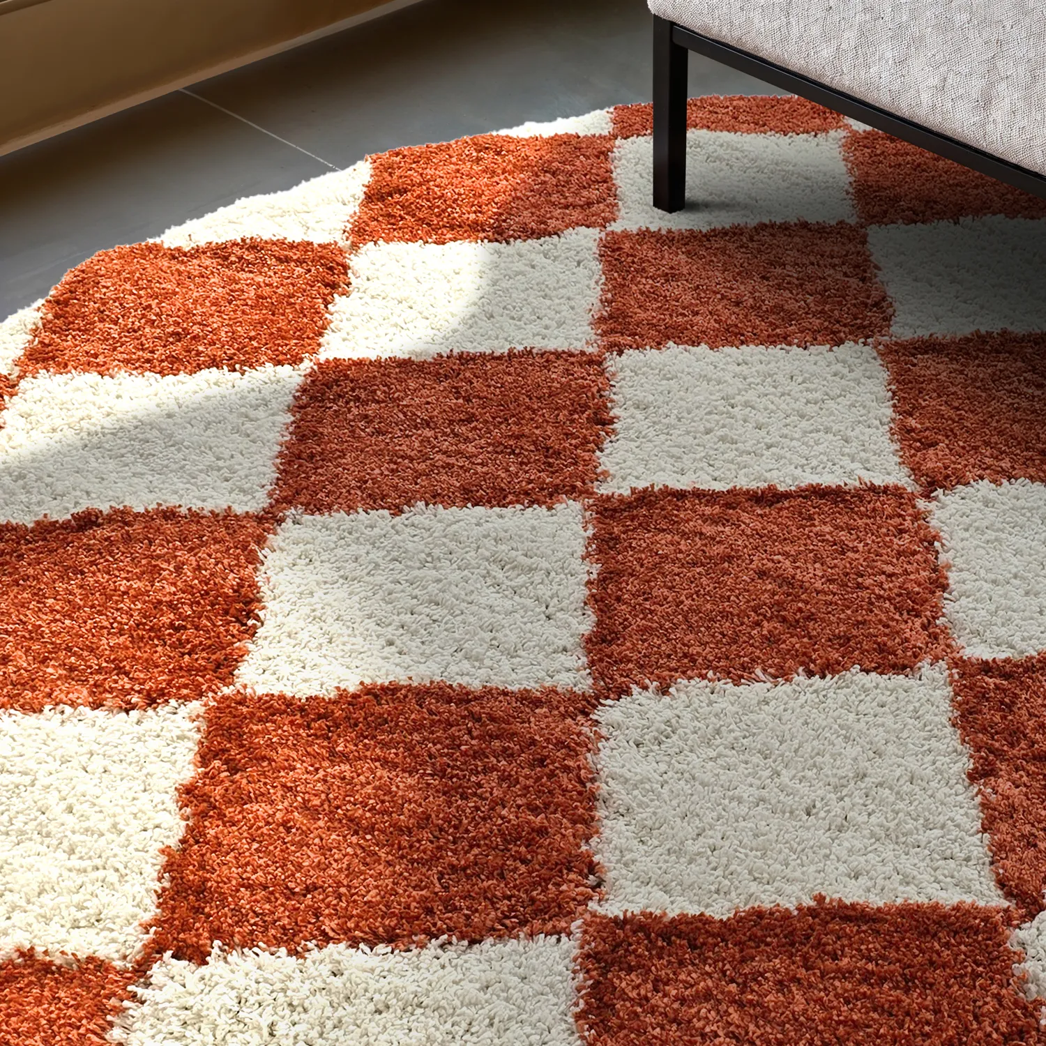 Tapis ronds - Albi (blanc/orange)
