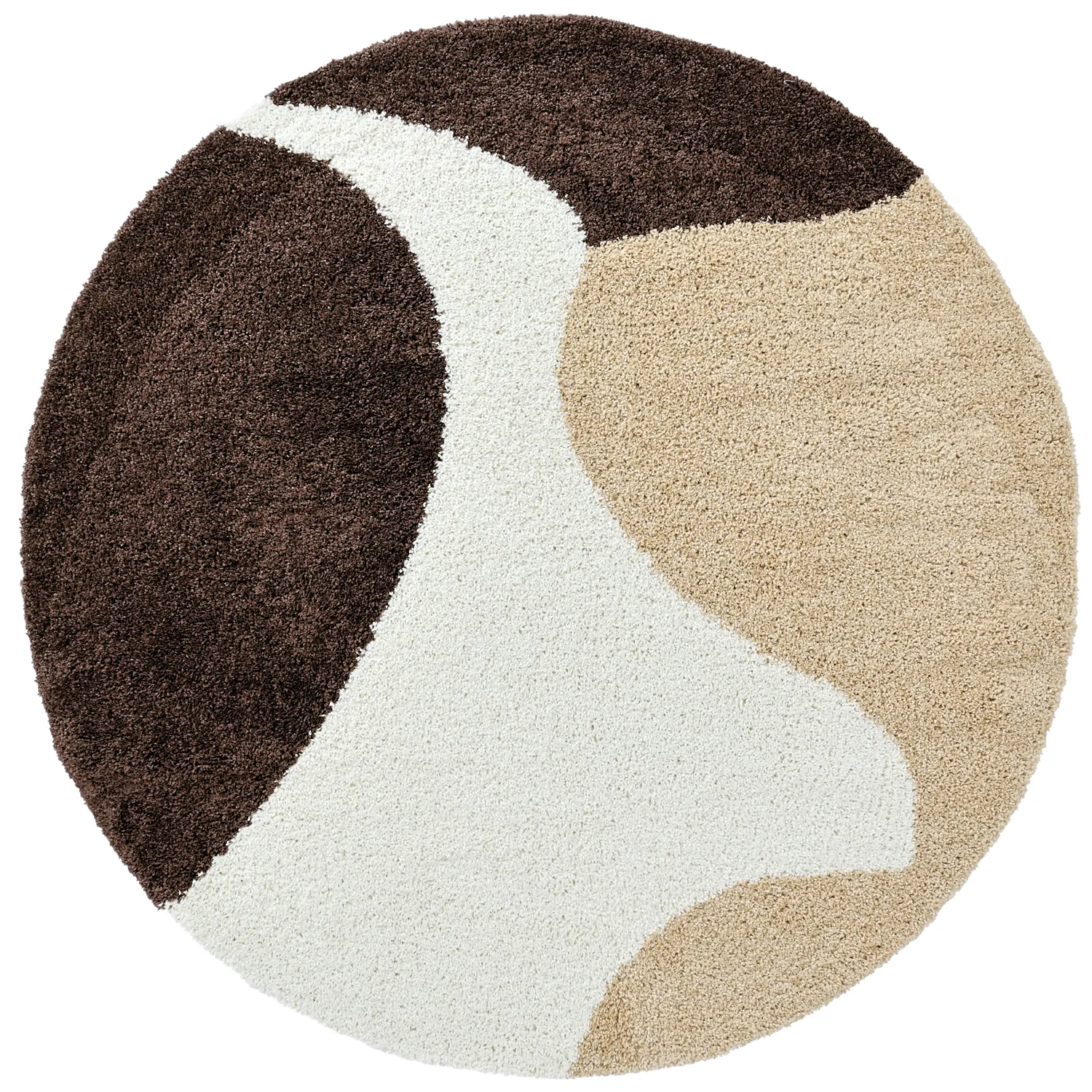 Tapis ronds - Chiniot (marron/beige/blanc)