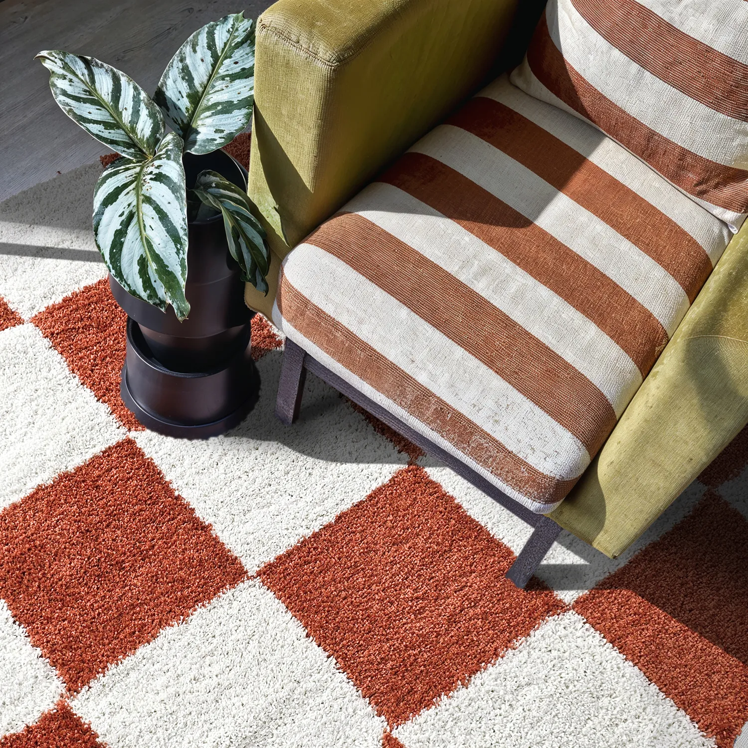 Tapis ronds - Gordes (orange/blanc)