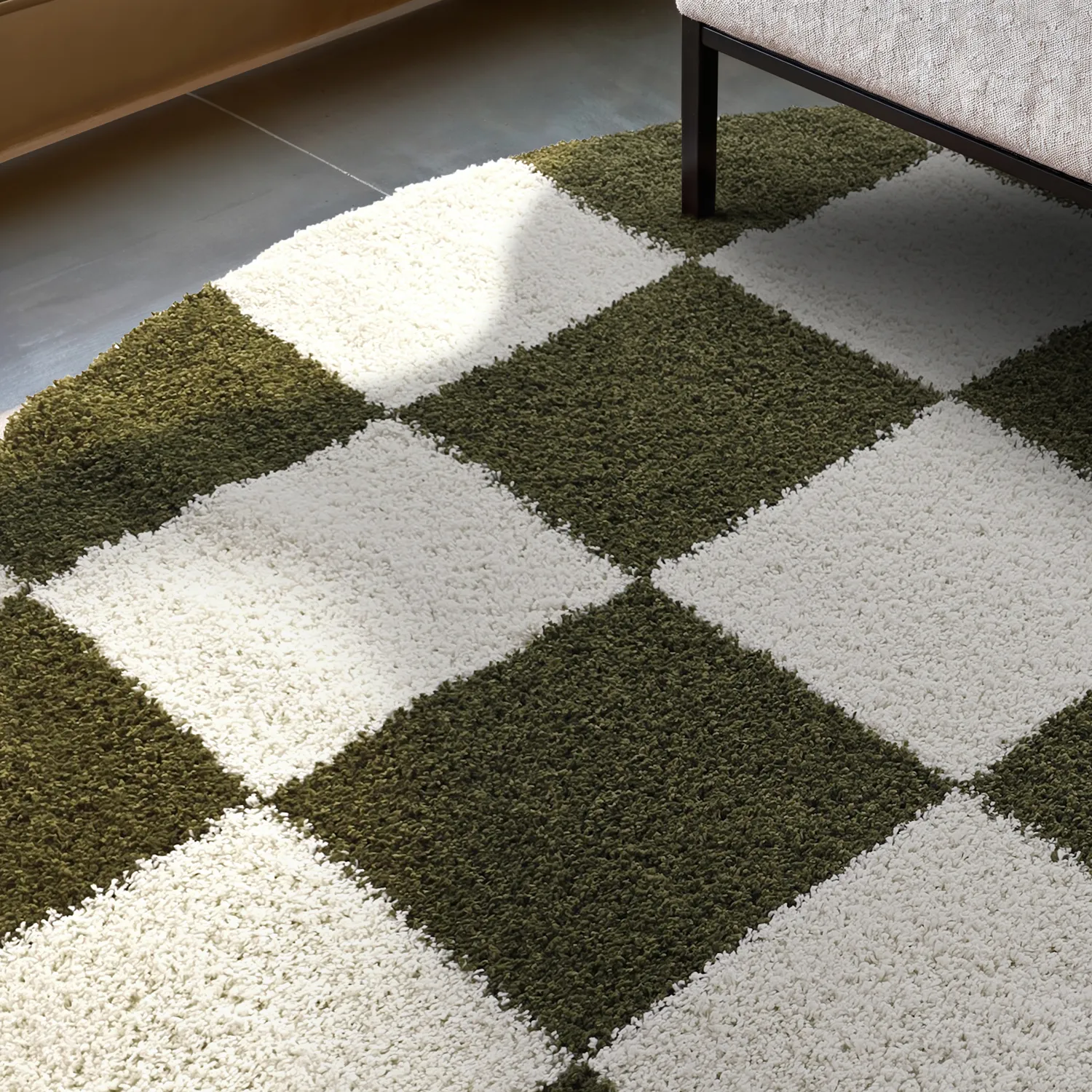 Tapis ronds - Gordes (vert/blanc)