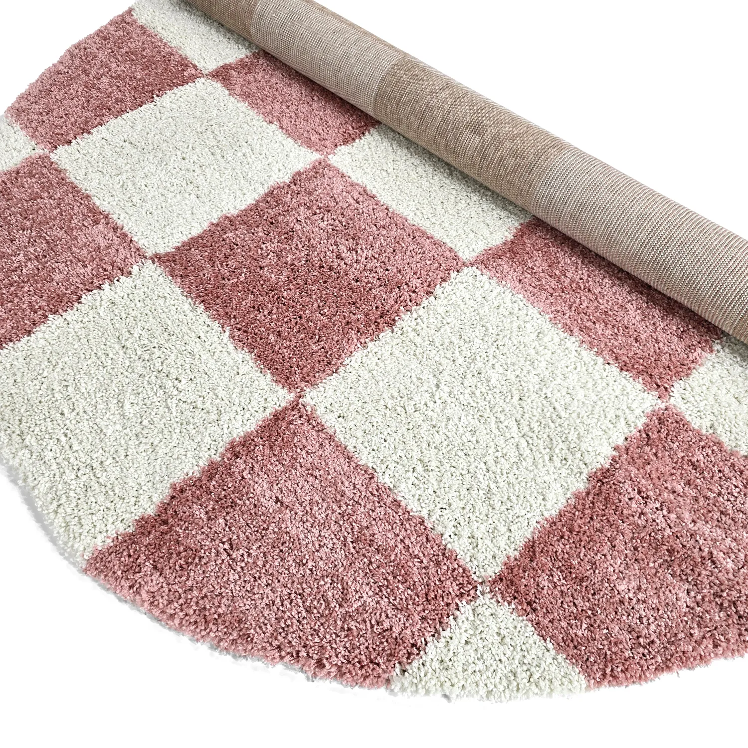 Tapis ronds - Gordes (rose/blanc)