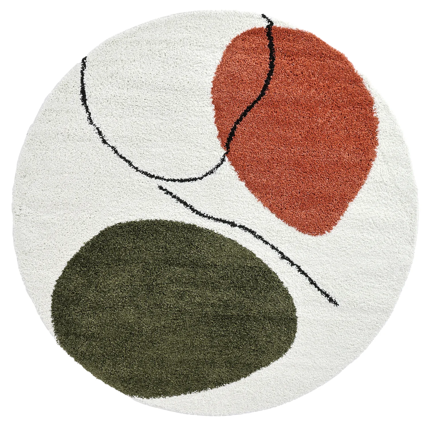 Tapis ronds - Sanghar (blanc/orange/vert)