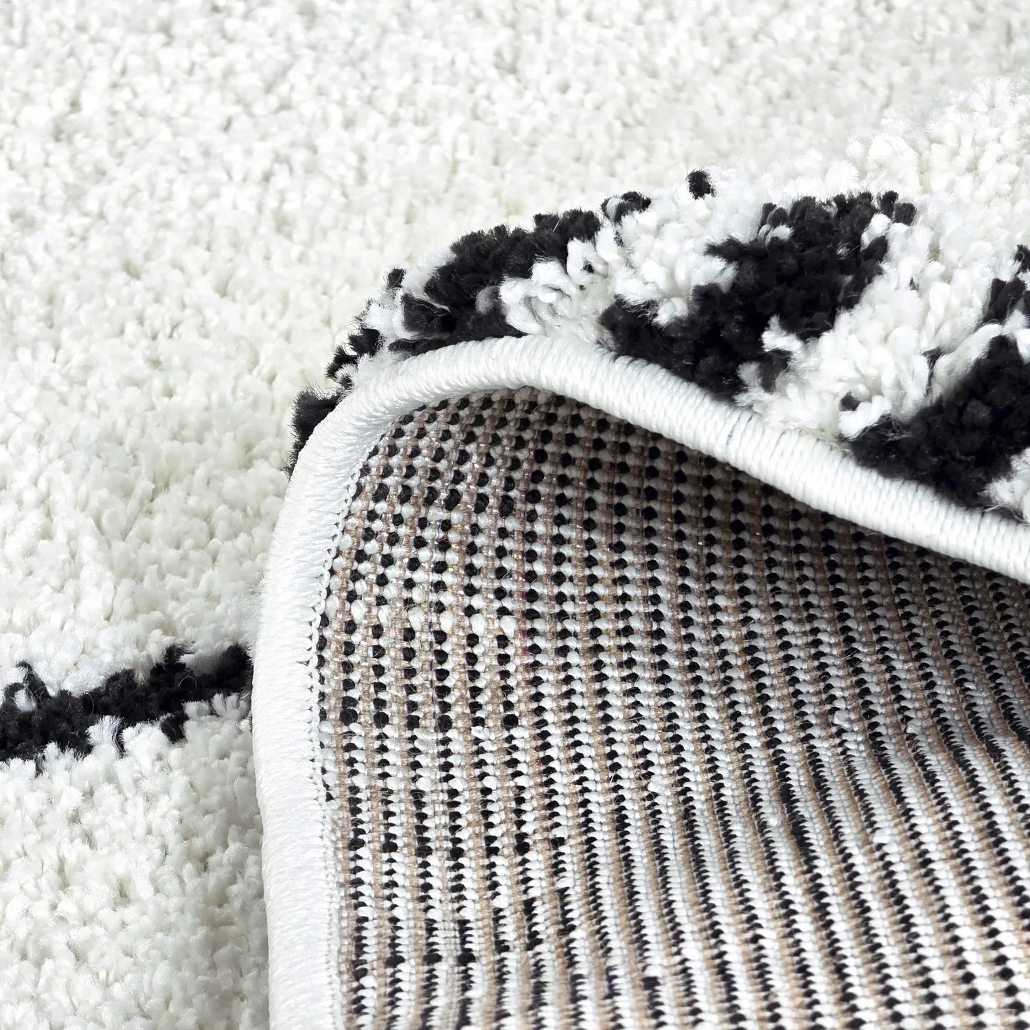 Tapis ronds - Tiznit (blanc/noir)