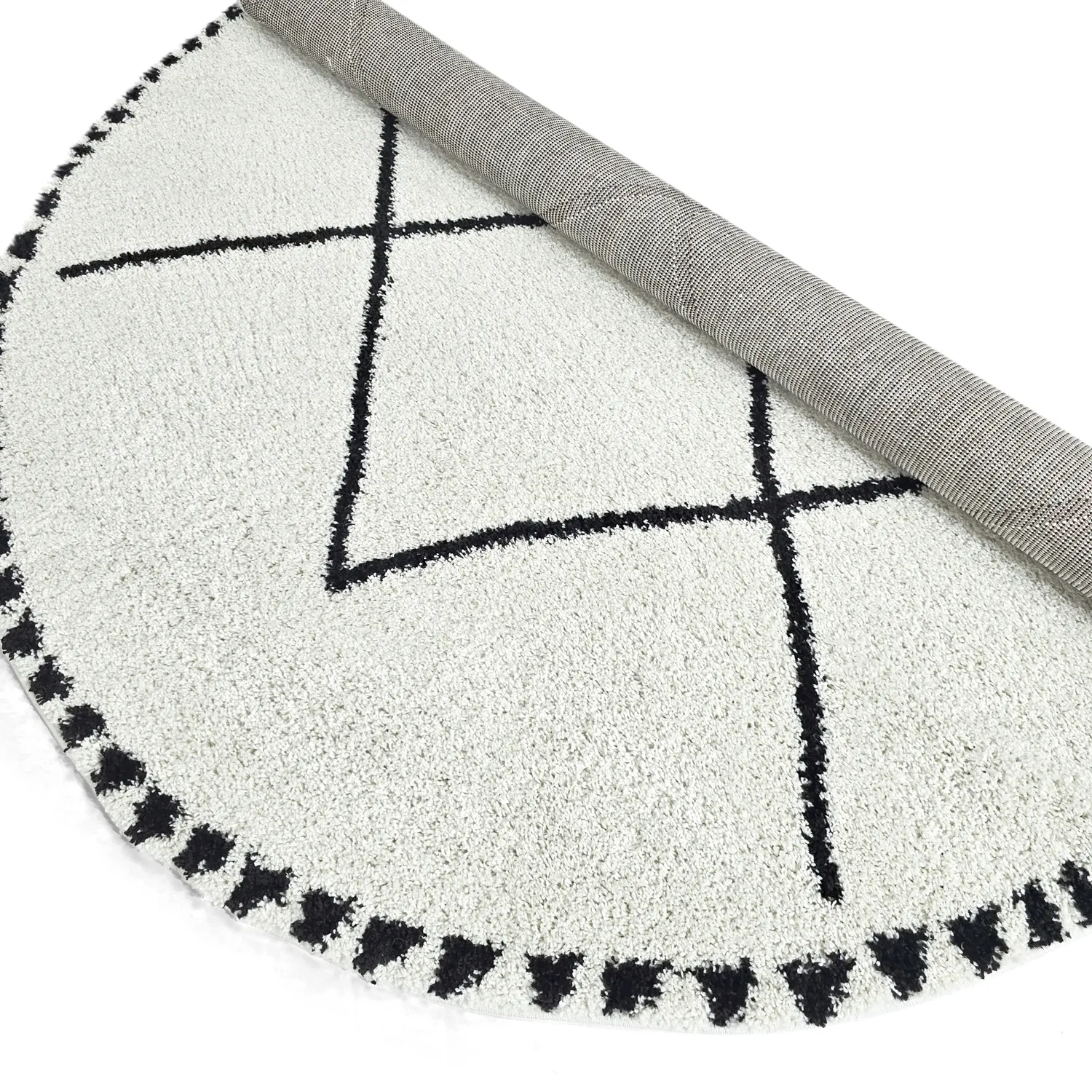 Tapis ronds - Tiznit (blanc/noir)