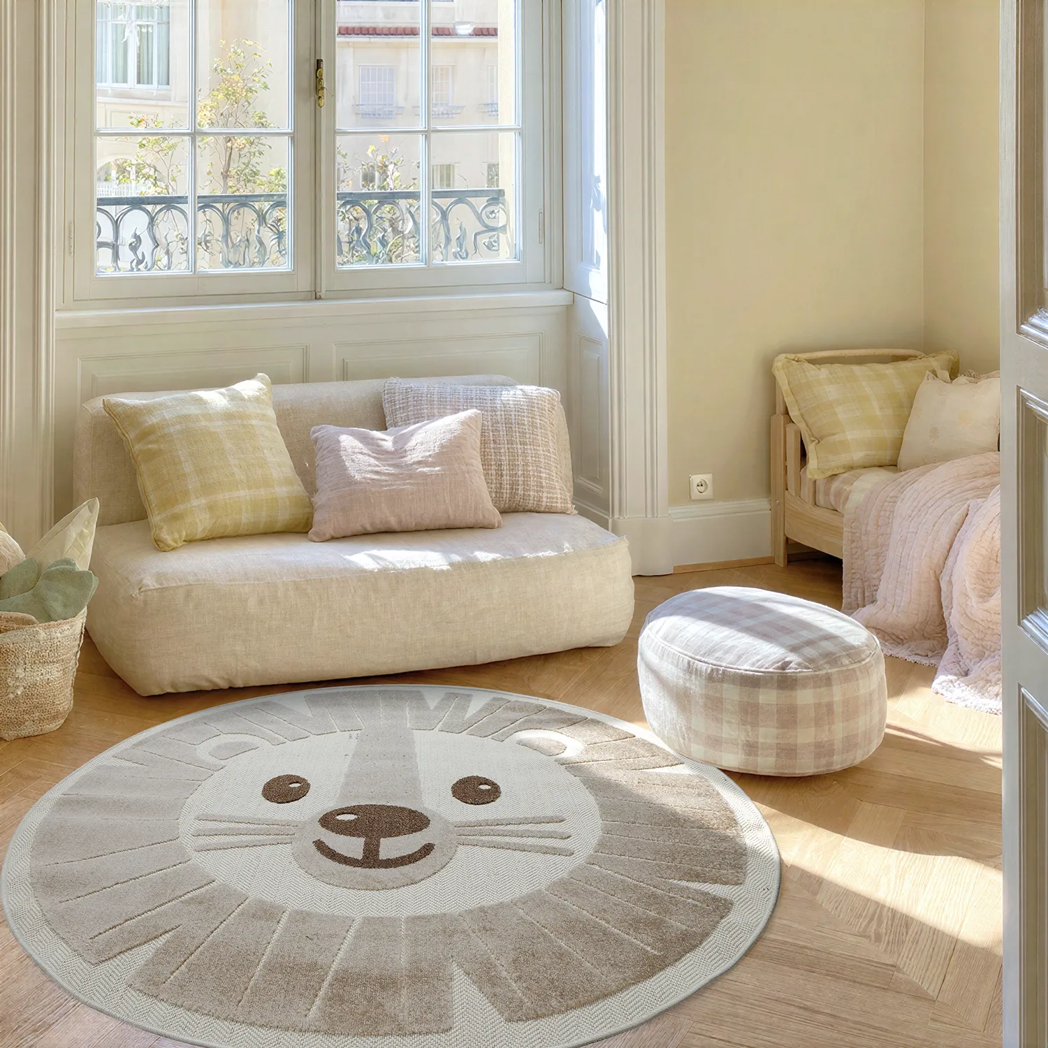 Tapis rond pour enfants - Kind Lion (crème)
