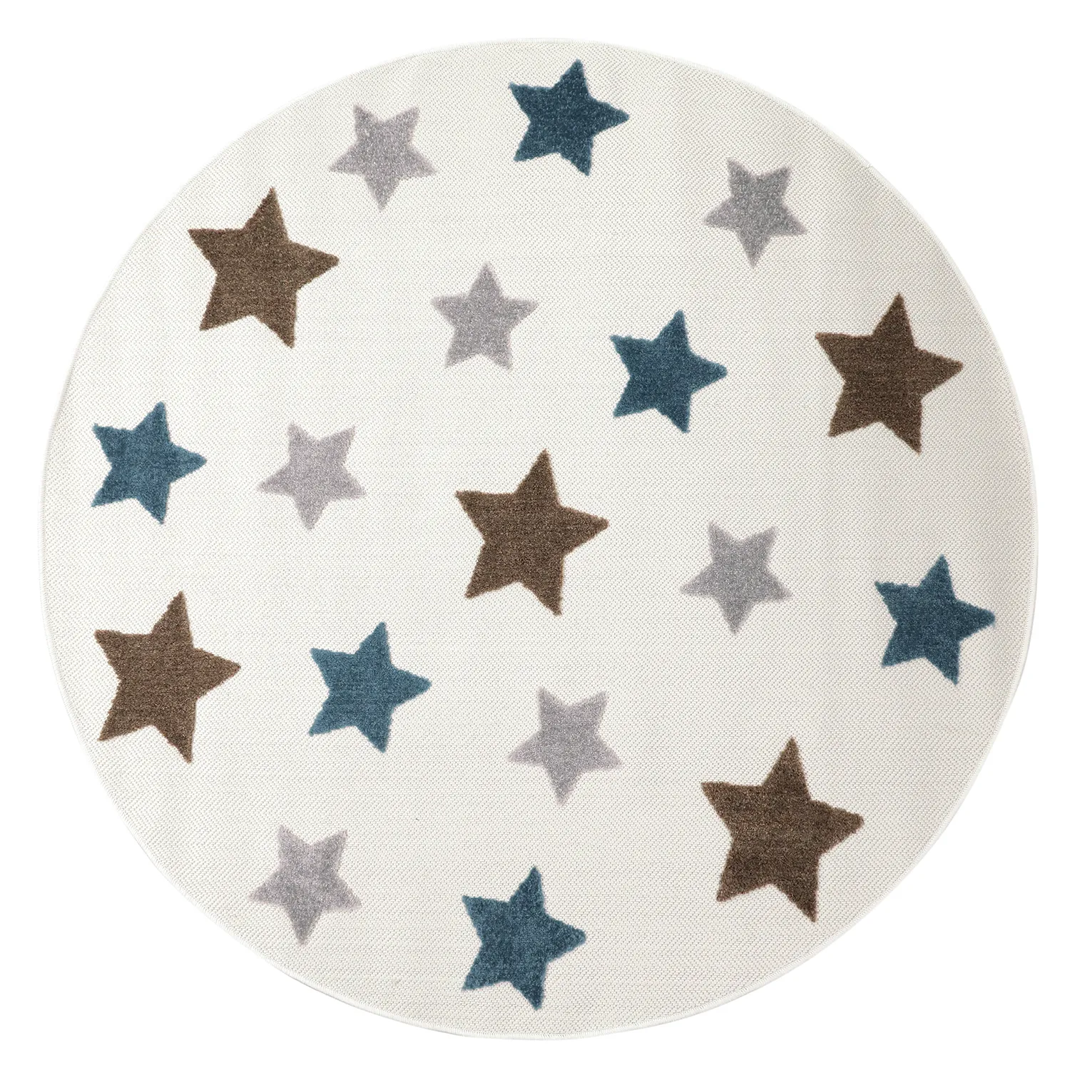 Tapis rond pour enfants - Stars (crème/multicolore)