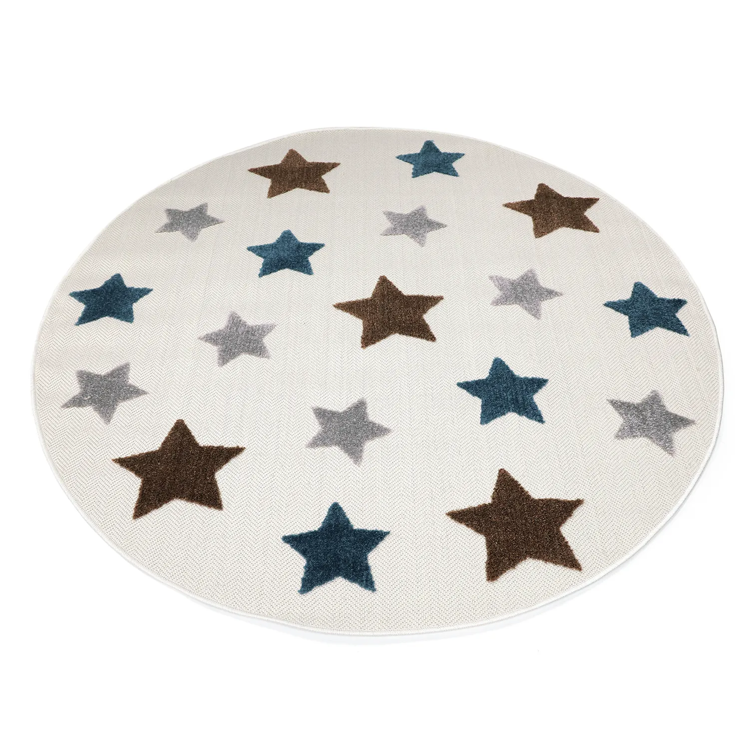 Tapis rond pour enfants - Stars (crème/multicolore)
