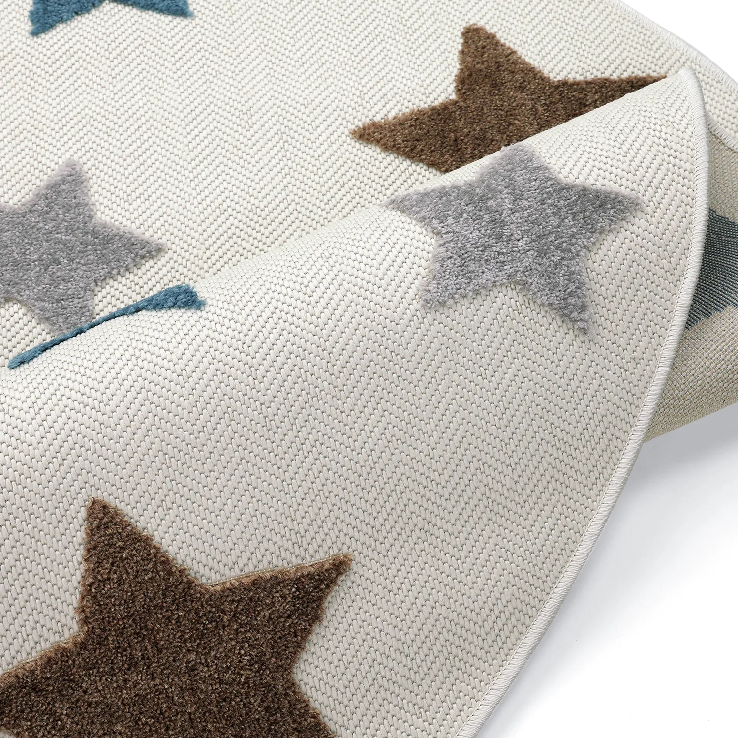 Tapis rond pour enfants - Stars (crème/multicolore)