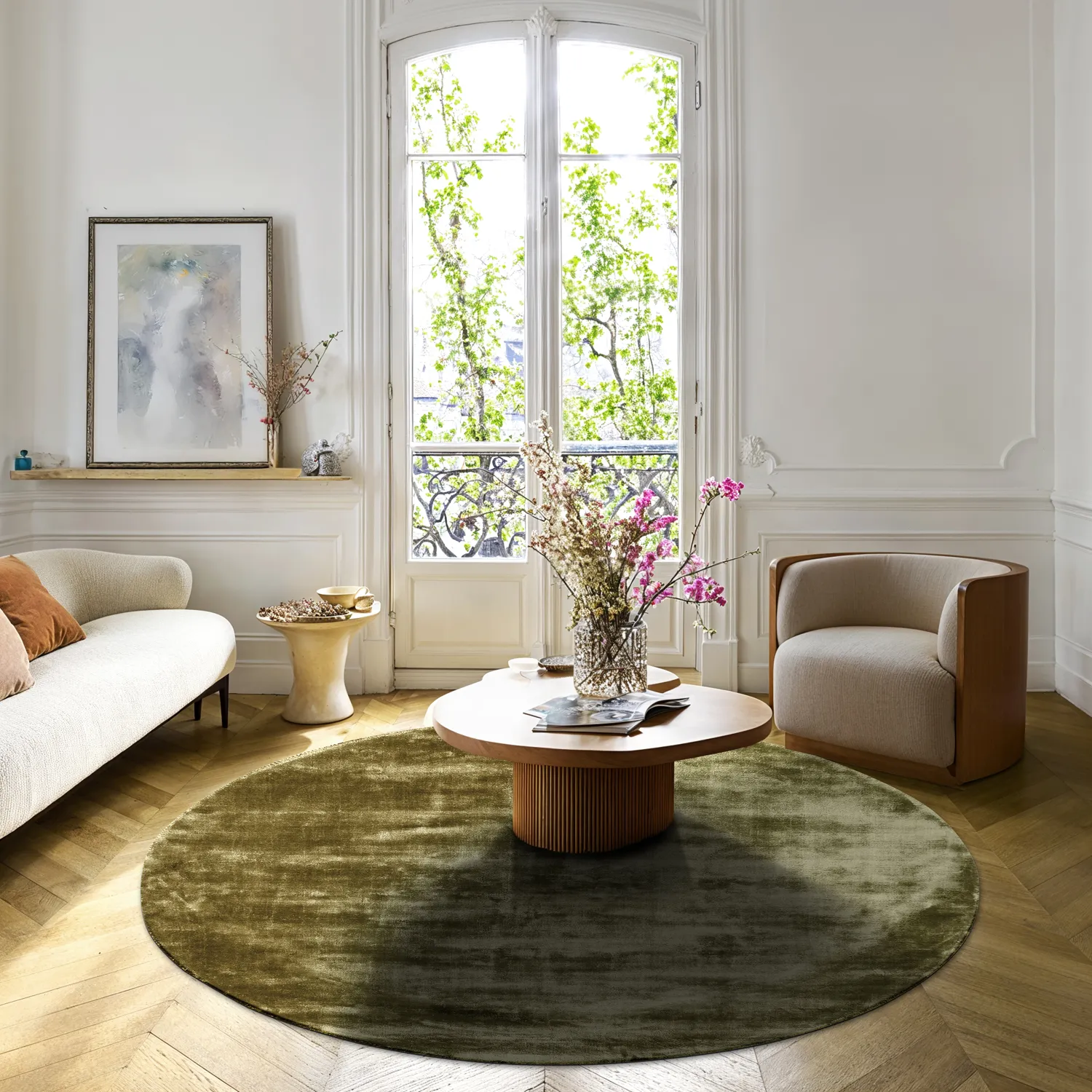 Tapis rond - Jodhpur Special Luxury Edition (vert olive)