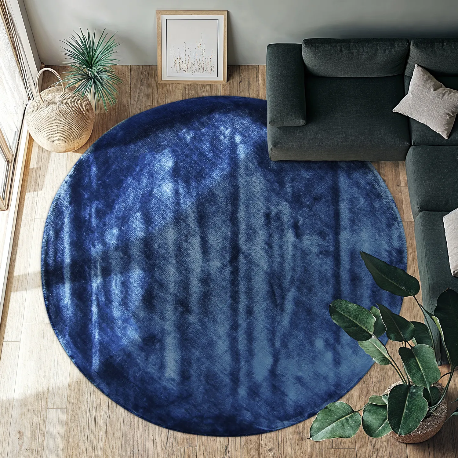 Tapis rond - Jodhpur Special Luxury Edition Viscose (bleu)