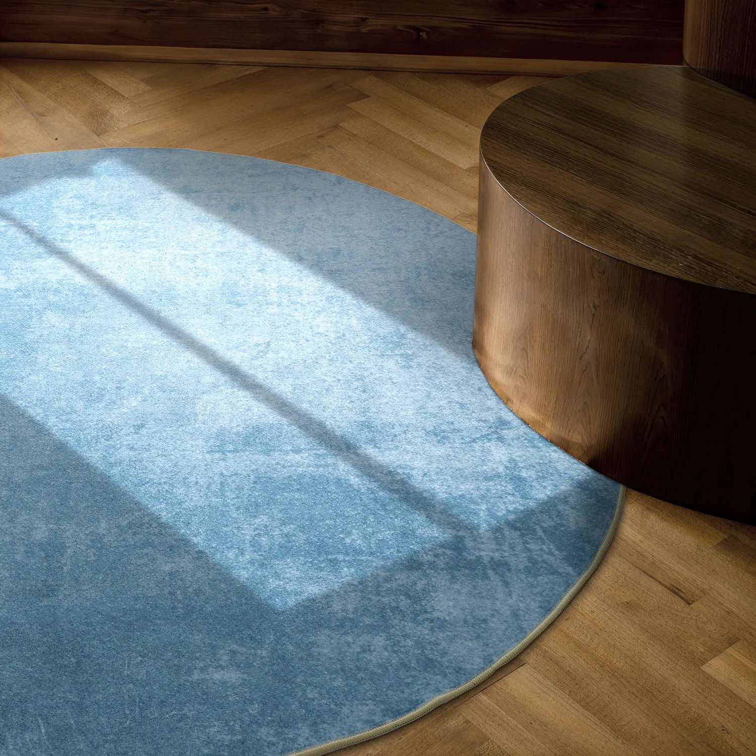 Tapis rond - Lynton (bleu)