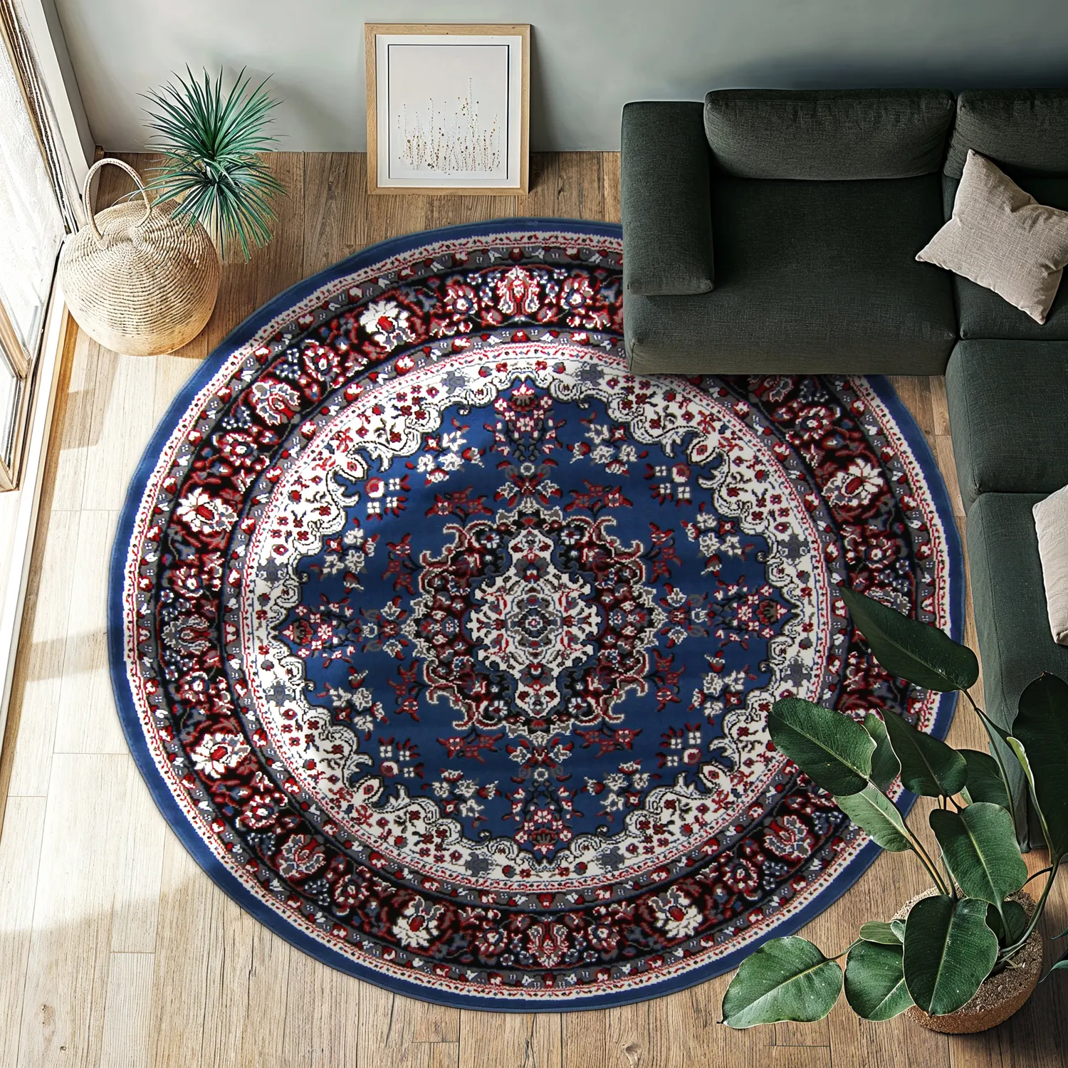Tapis rond - Peking (bleu)