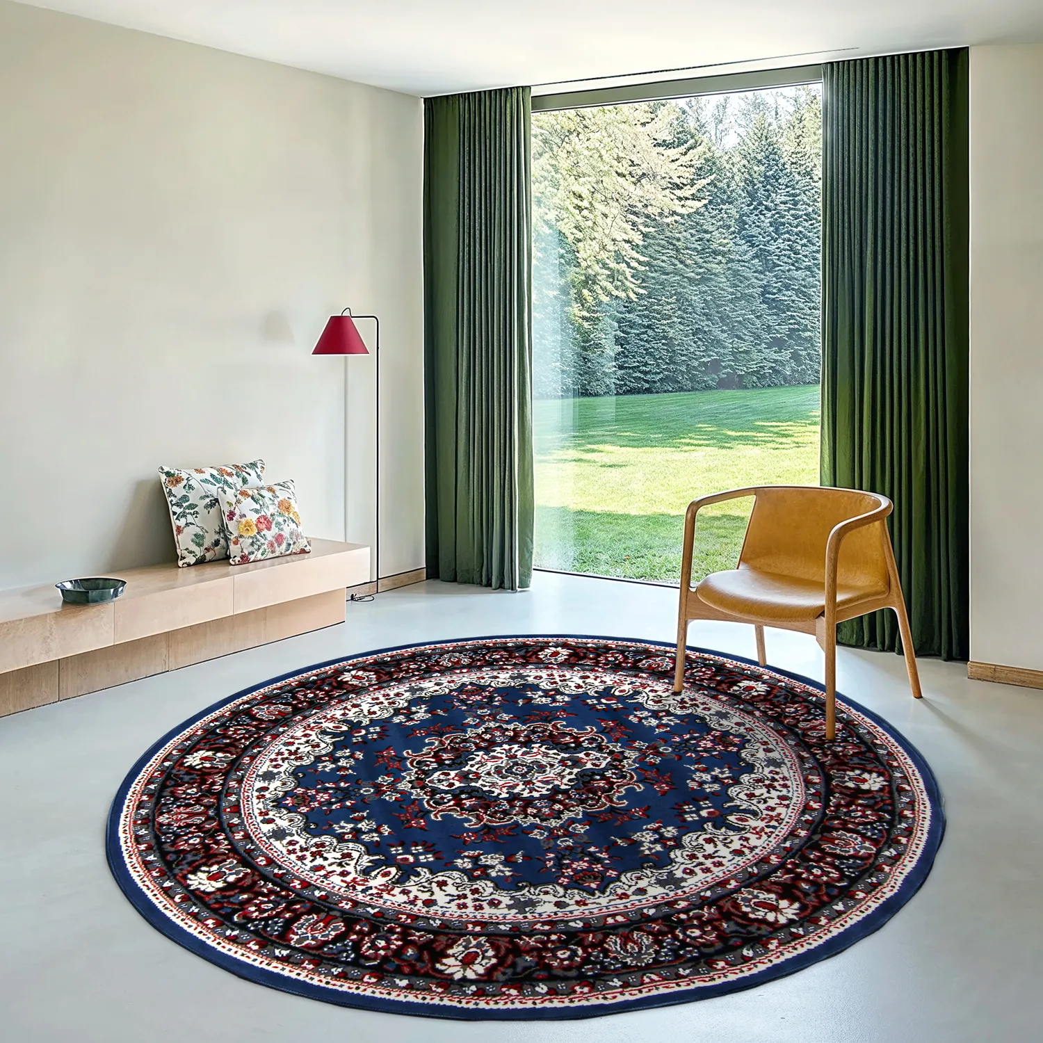 Tapis rond - Peking (bleu)