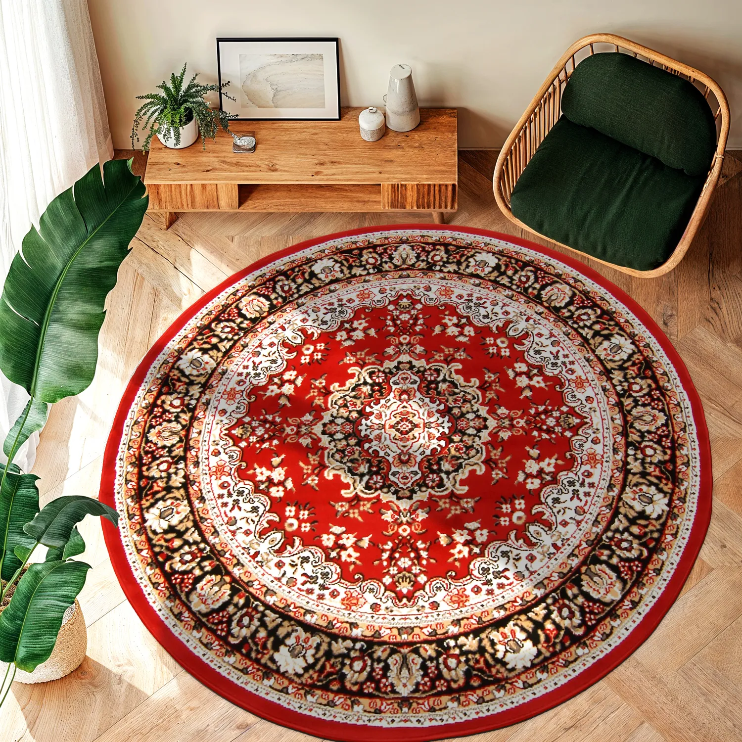Tapis rond - Peking (rouge)