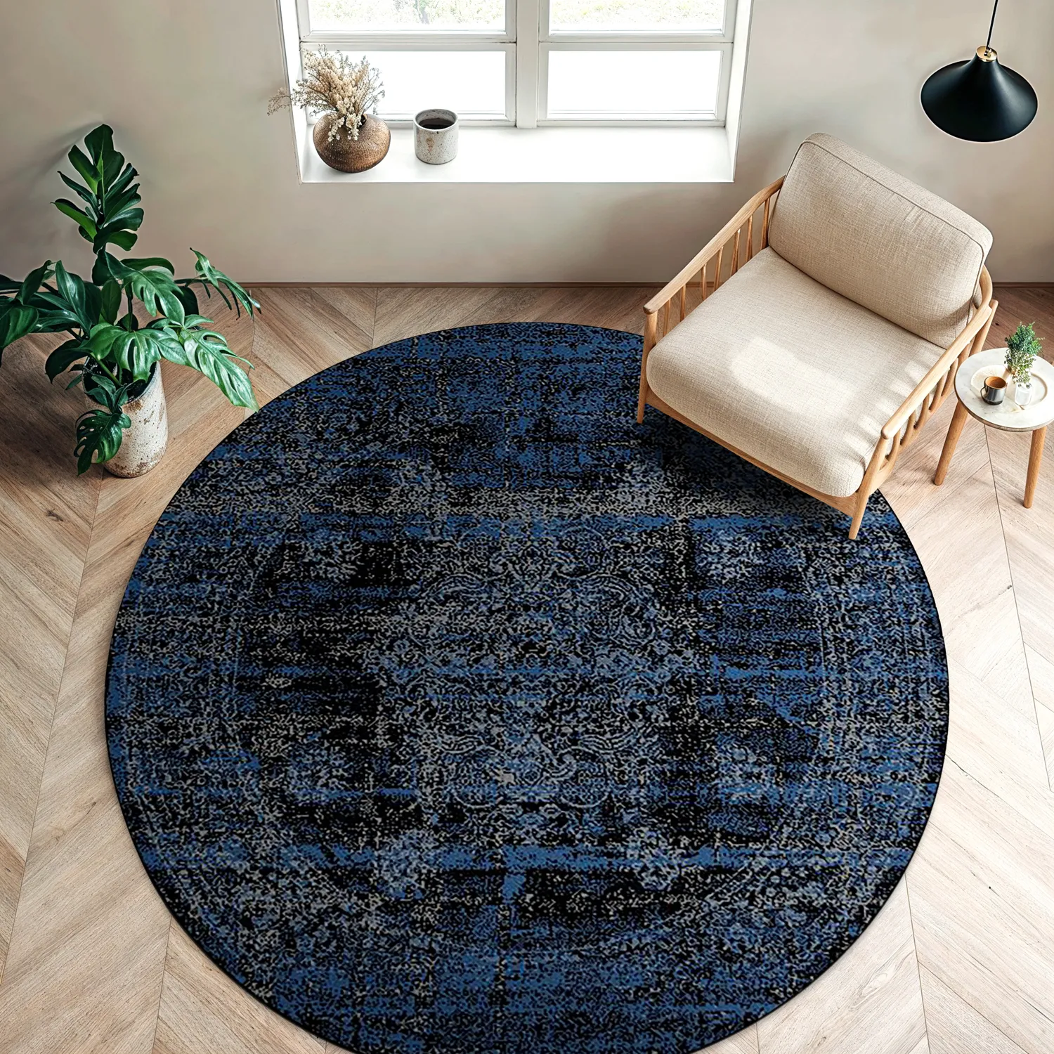 Tapis rond - Peking Royal (bleu marine)