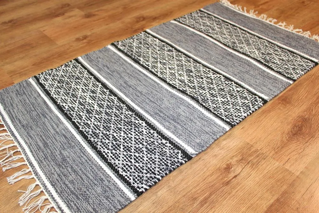 Tapis chiffons - Visby (noir-blanc)