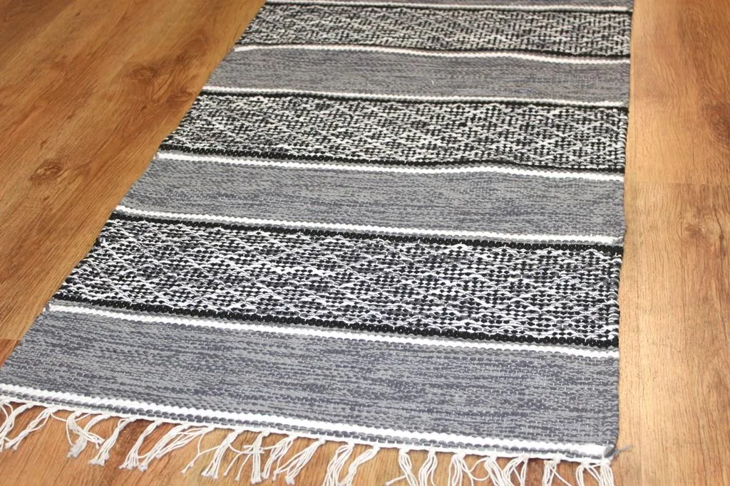 Tapis chiffons - Visby (noir-blanc)