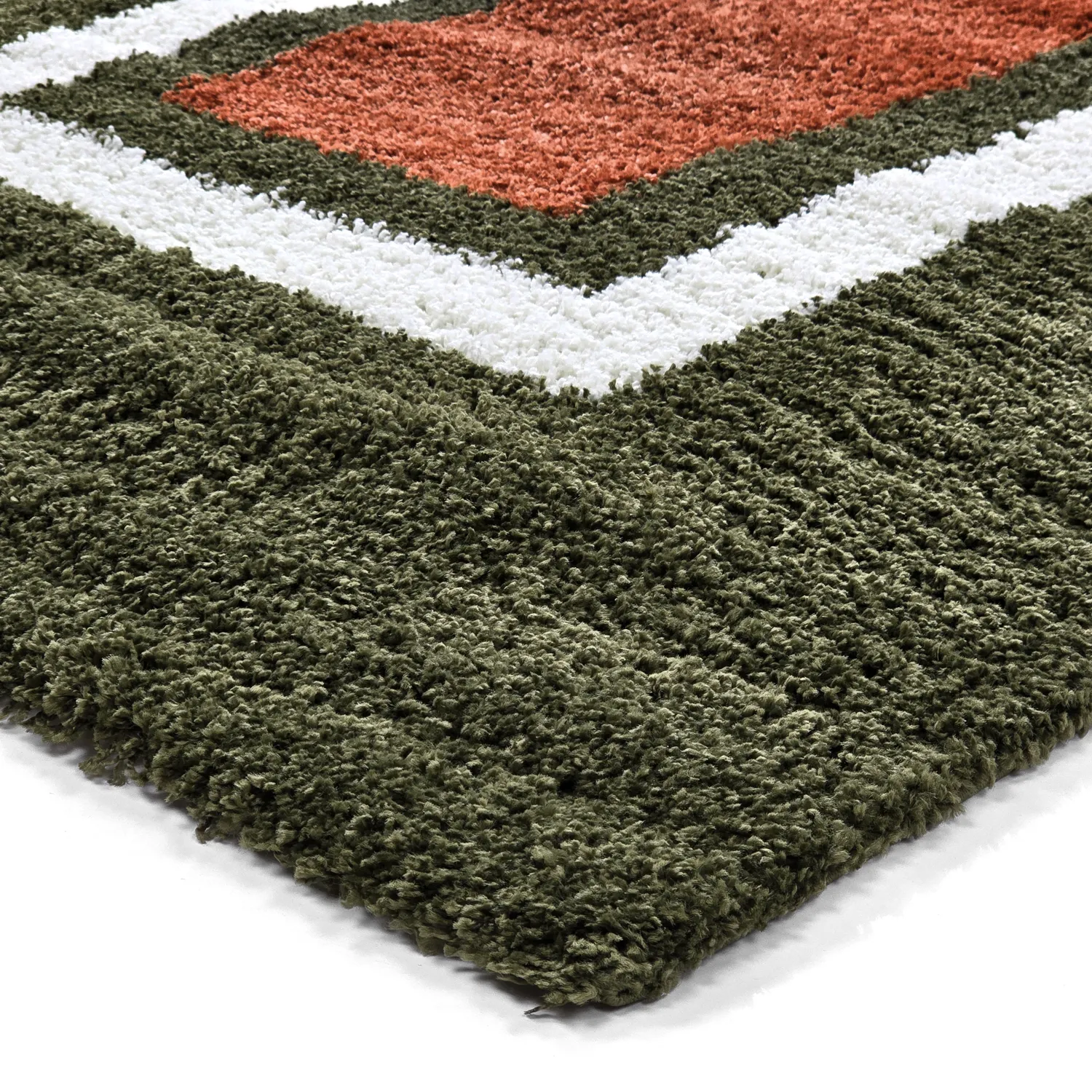 Tapis à poils longs - Alsace (vert/blanc/orange)
