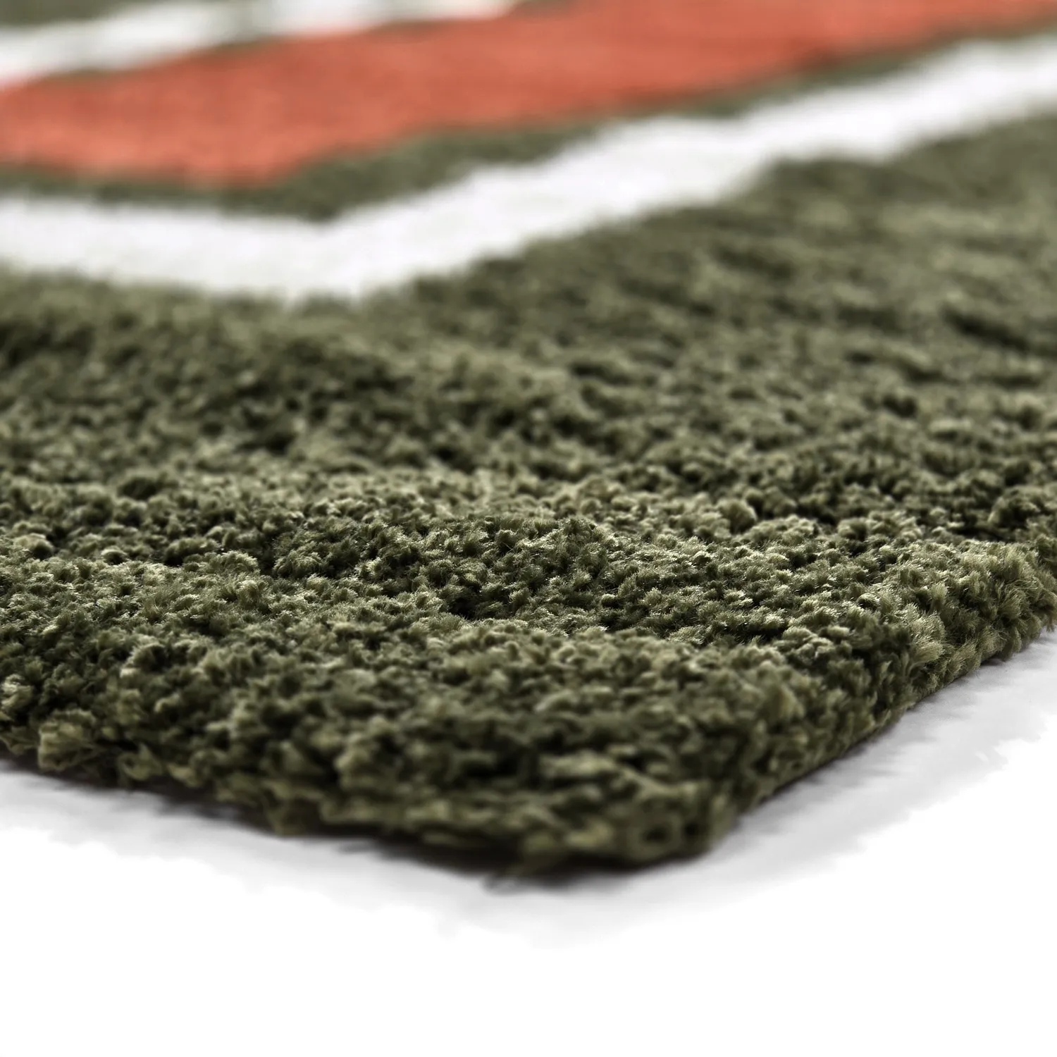 Tapis à poils longs - Alsace (vert/blanc/orange)