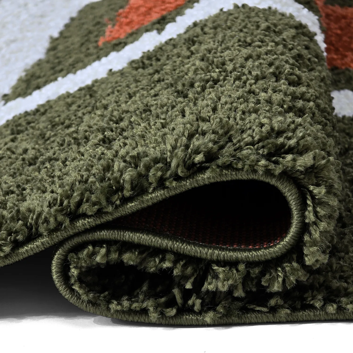 Tapis à poils longs - Alsace (vert/blanc/orange)