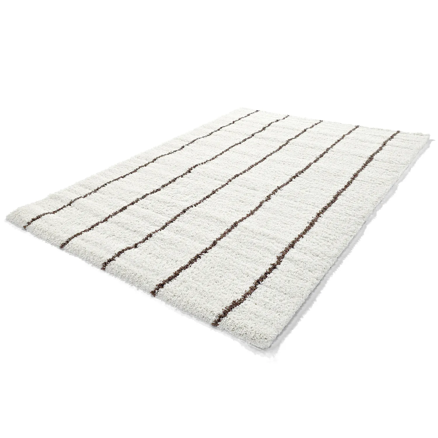 Tapis à poils longs - Eze (blanc/marron)
