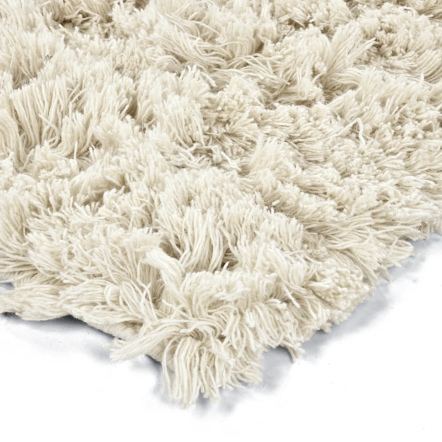 Tapis shaggy - Fassale Hand Woven Wool Shaggy (blanc)
