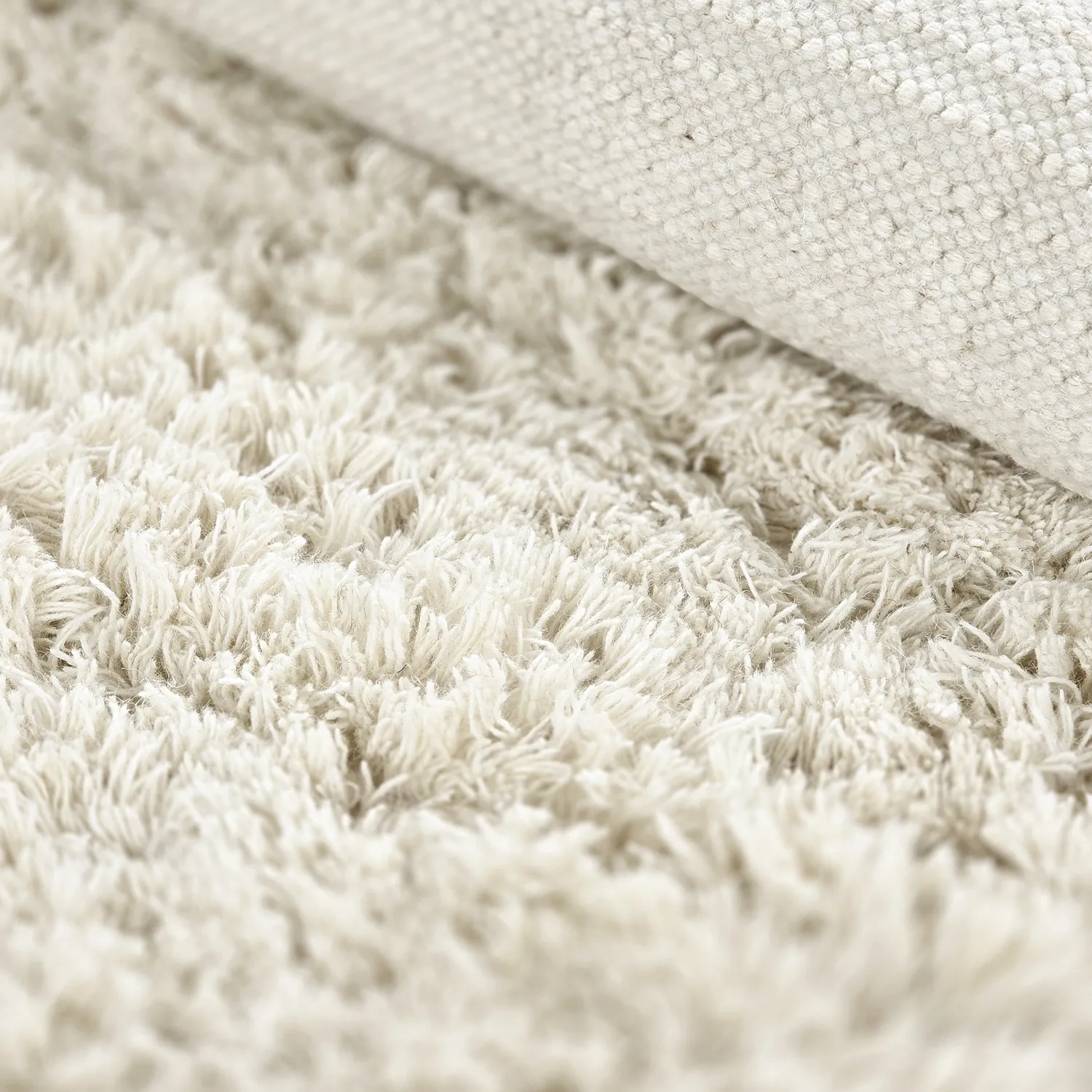Tapis shaggy - Fassale Hand Woven Wool Shaggy (blanc)