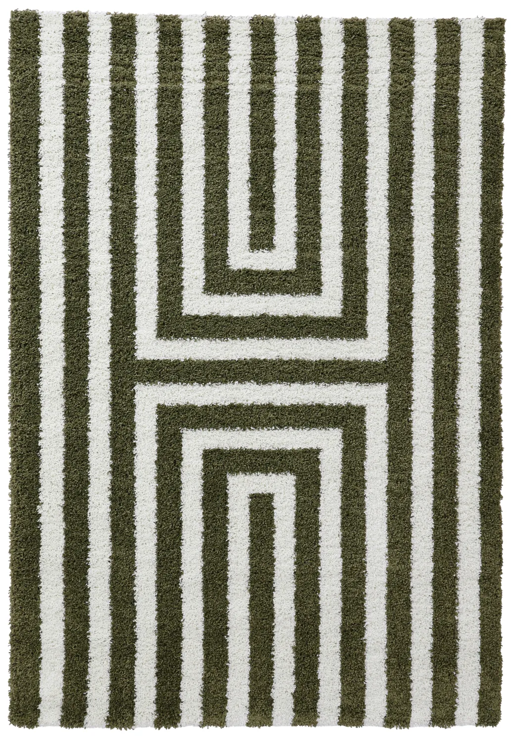 Tapis à poils longs - Imilchil (blanc/vert)