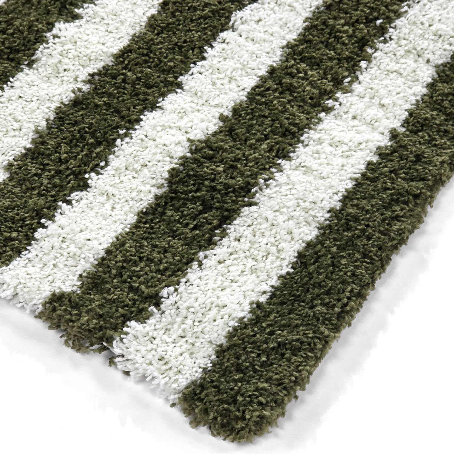 Tapis à poils longs - Imilchil (blanc/vert)