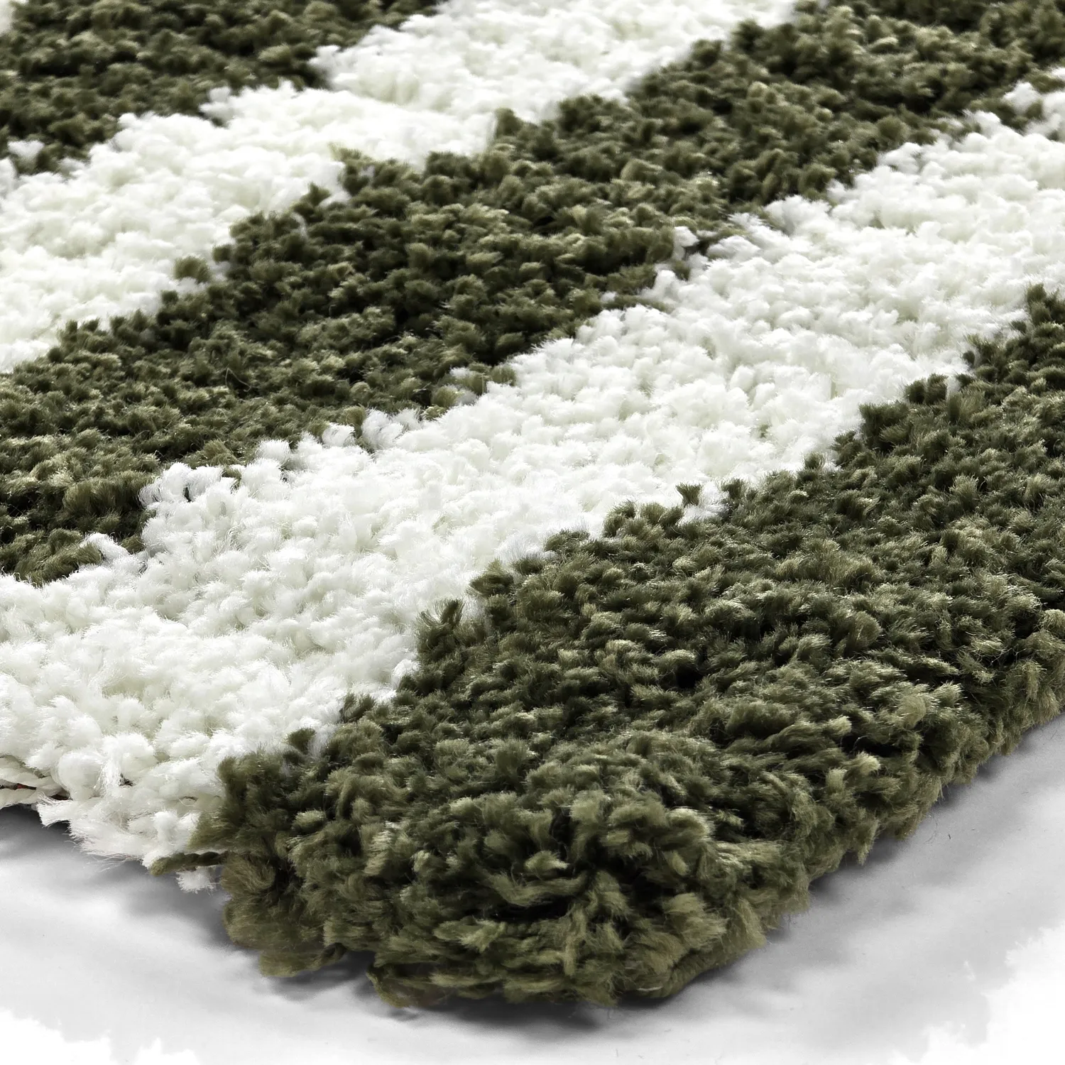 Tapis à poils longs - Imilchil (blanc/vert)